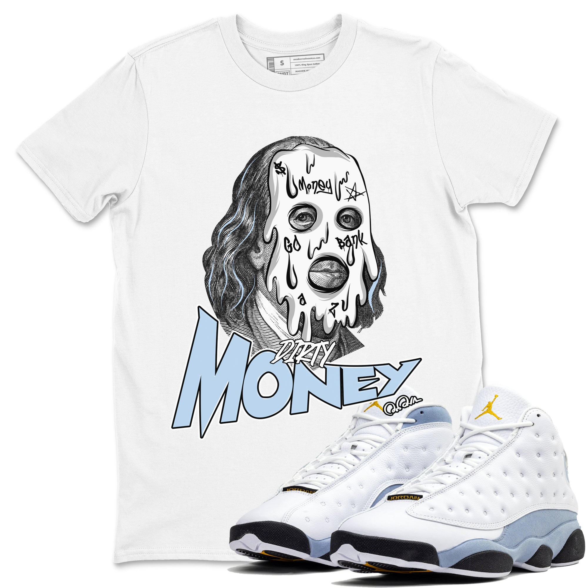 Dirty Money snkmatch Tees - Air Jordan 13 Blue Grey