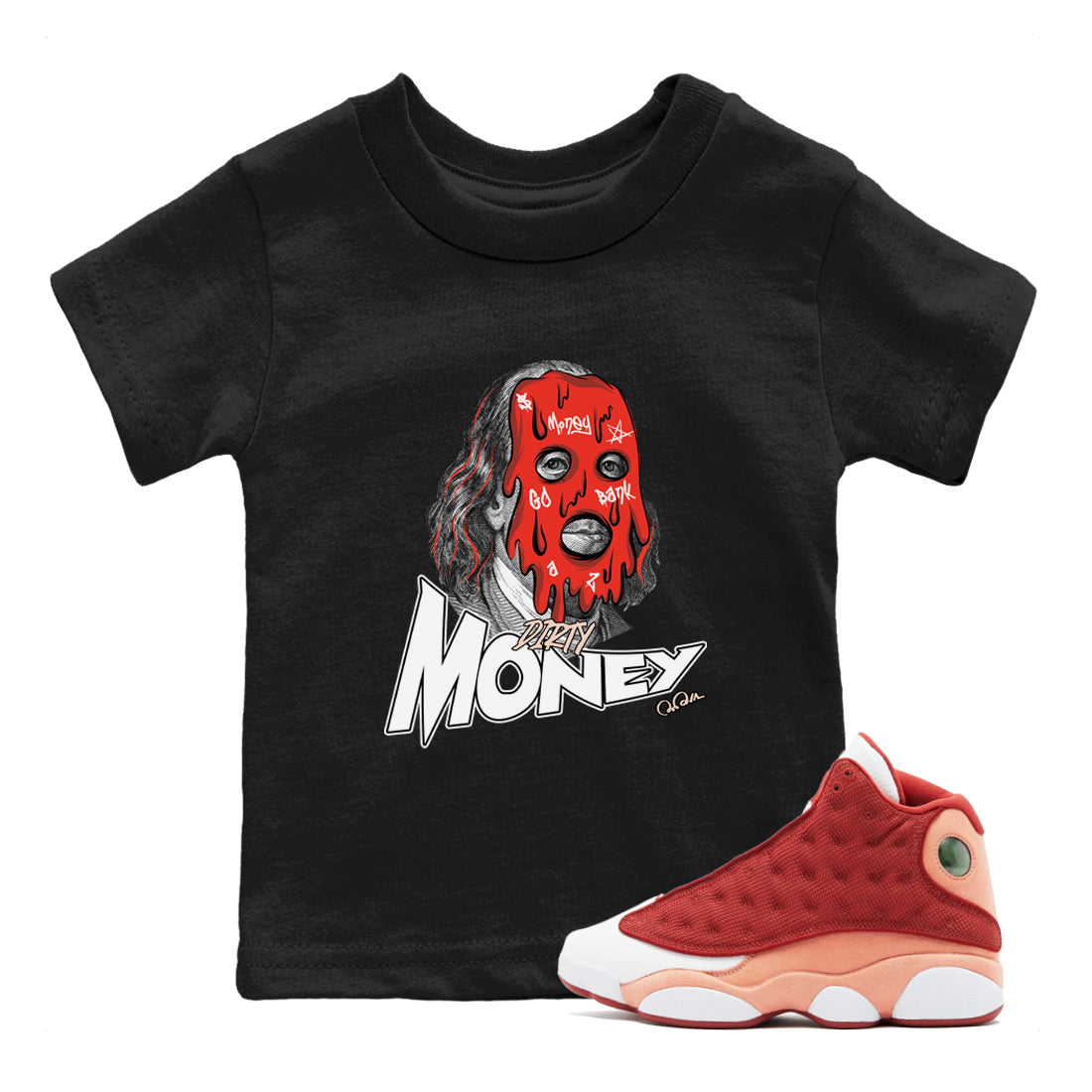 Dirty Money snkmatch Tees Kids - Air Jordan 13 Dune Red