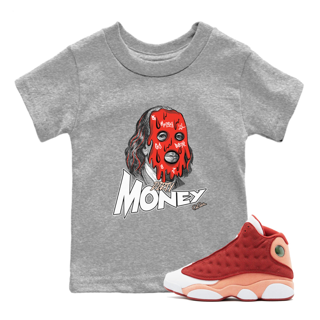 Dirty Money snkmatch Tees Kids - Air Jordan 13 Dune Red