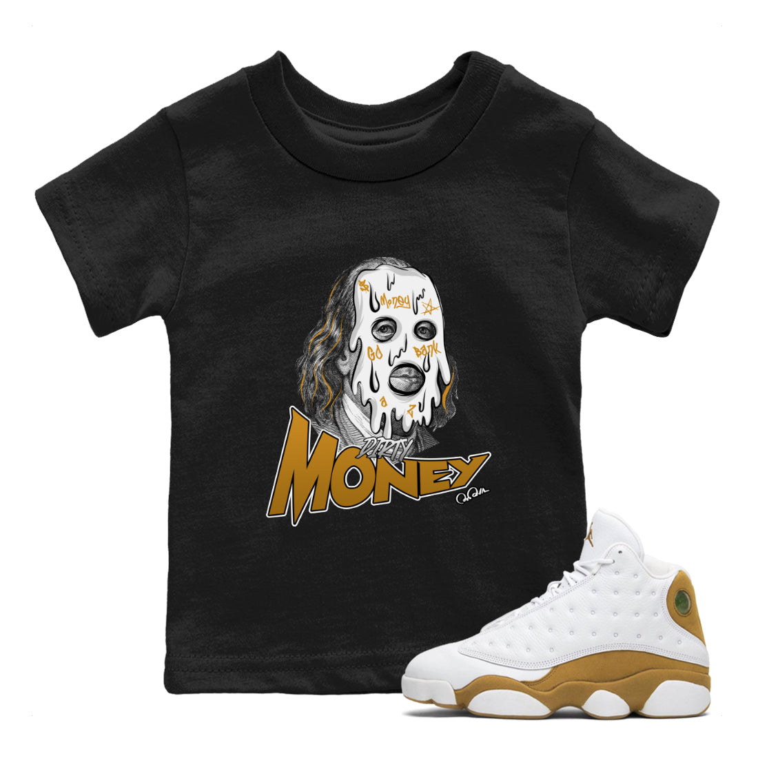 Dirty Money Kids Tops - Air Jordan 13 Wheat