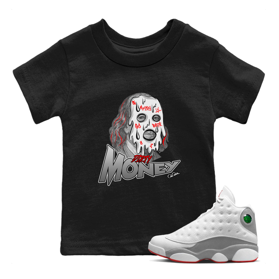 Dirty Money Kids Tops - Air Jordan 13 Wolf Grey