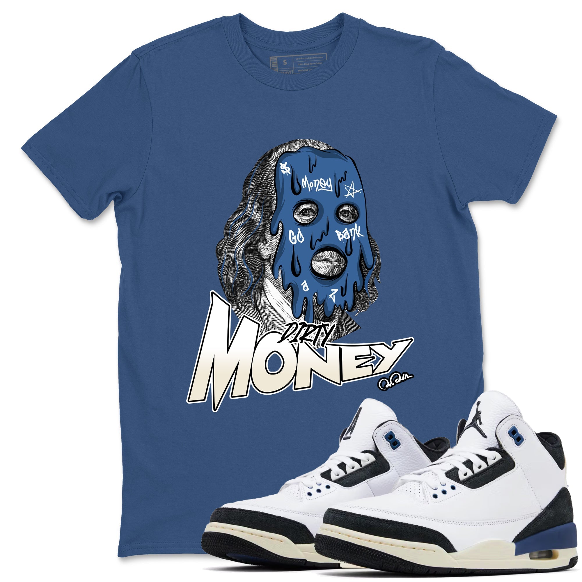 Dirty Money snkmatch Tees - Air Jordan 3 A Ma Maniere x Diffused Blue
