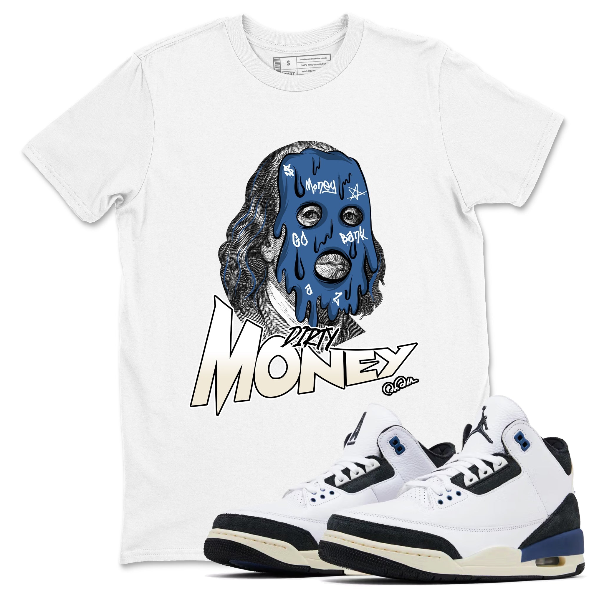 Dirty Money snkmatch Tees - Air Jordan 3 A Ma Maniere x Diffused Blue