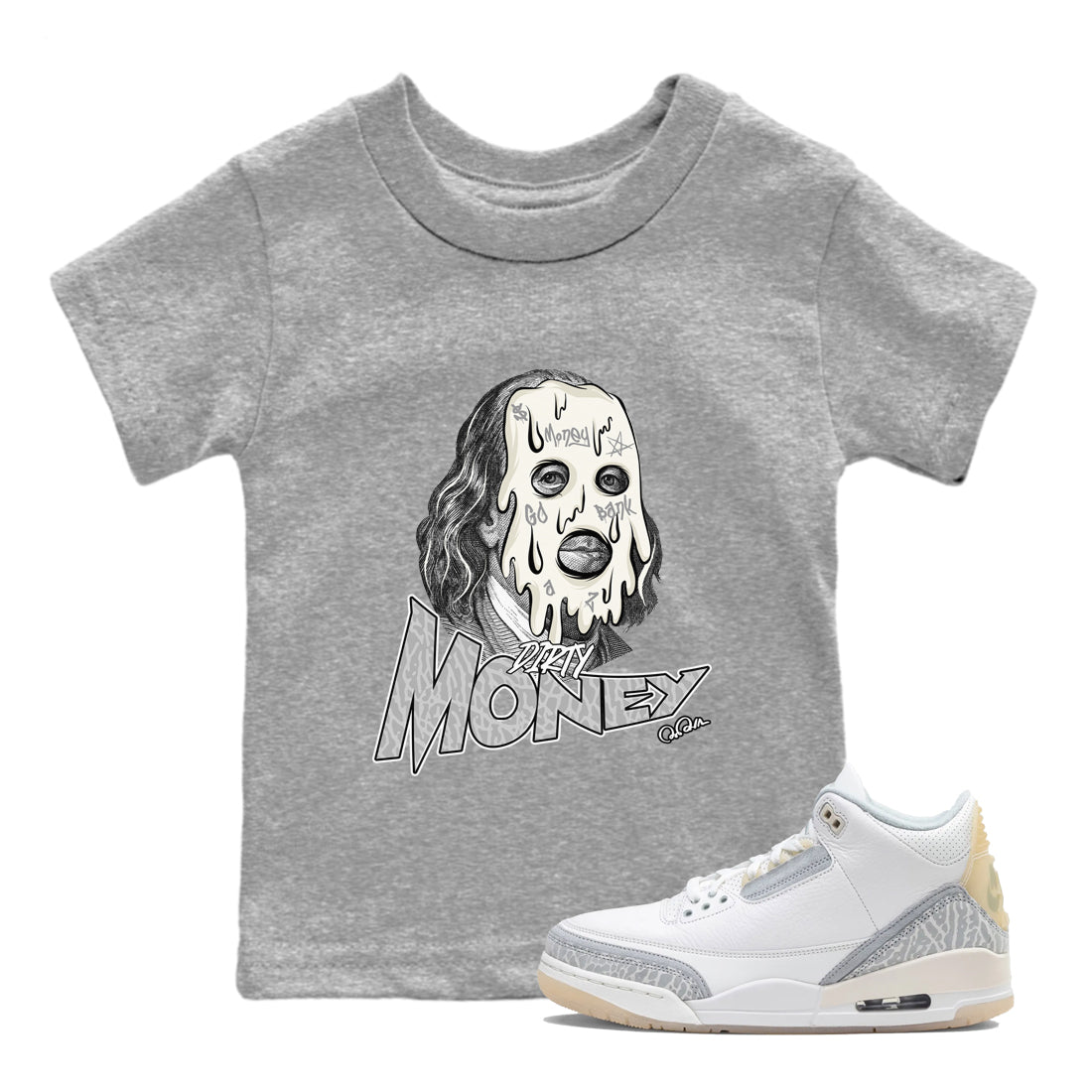 Dirty Money snkmatch Tees Kids - Air Jordan 3 Ivory
