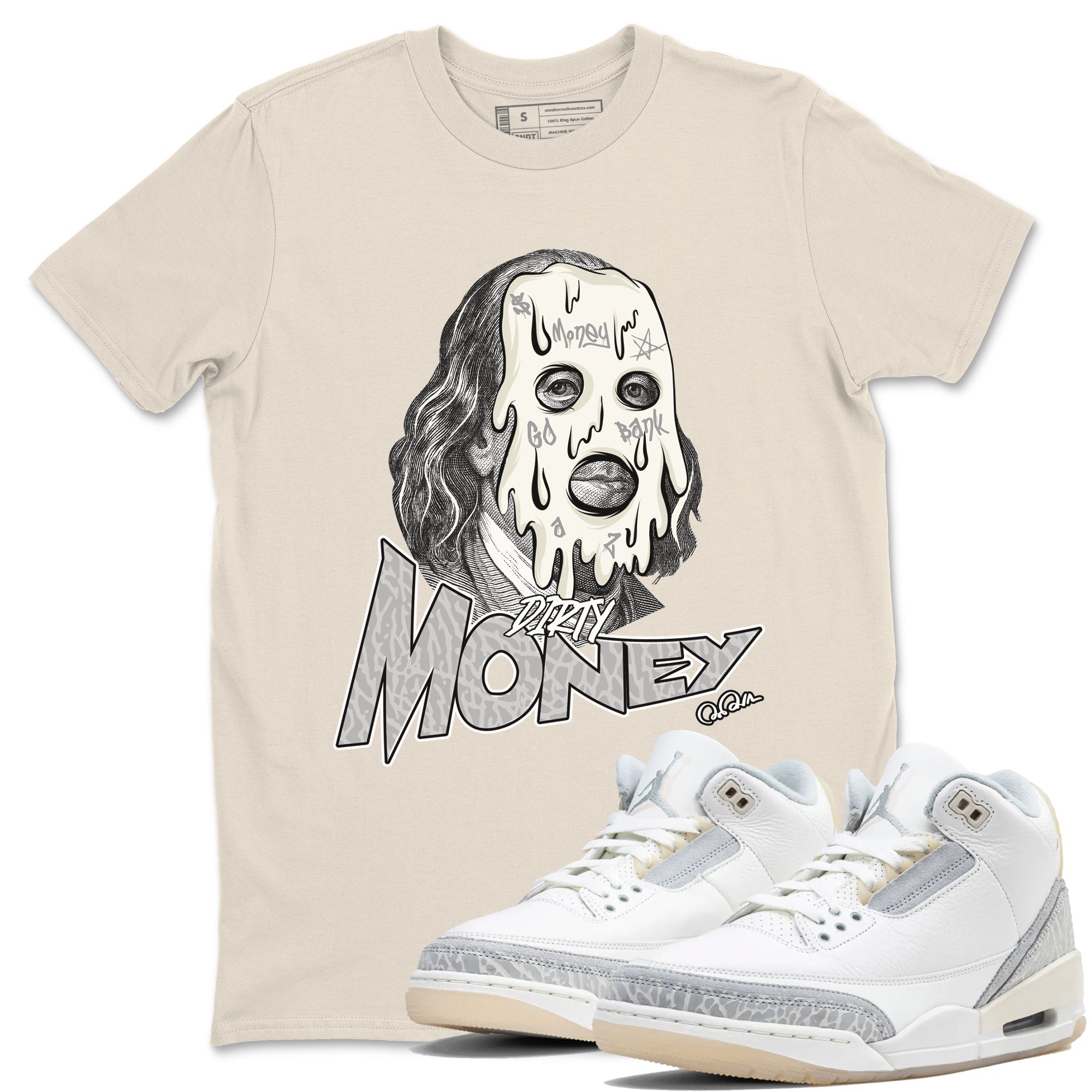 Dirty Money snkmatch Tees - Air Jordan 3 Ivory