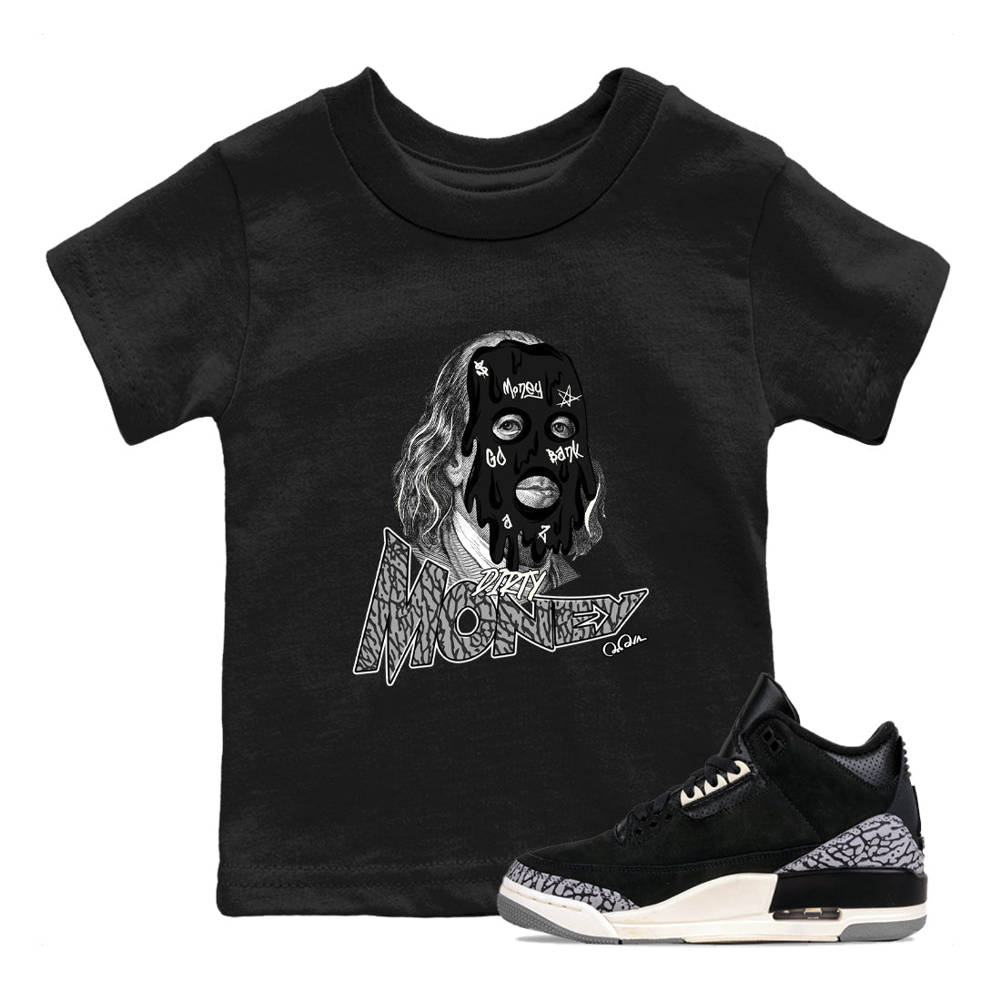 Dirty Money snkmatch Tee Kids - Air Jordan 3 Off Noir