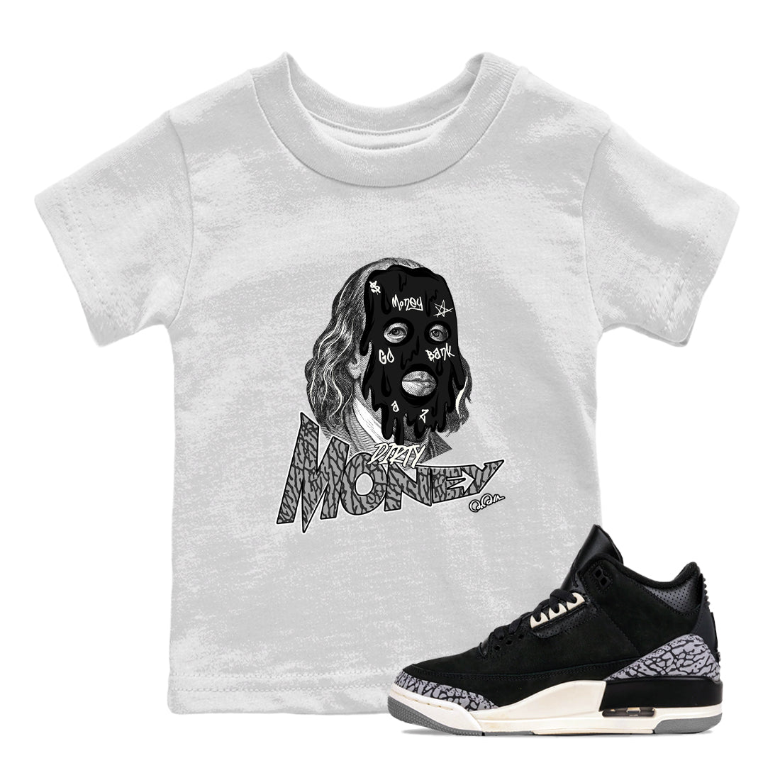 Dirty Money snkmatch Tee Kids - Air Jordan 3 Off Noir