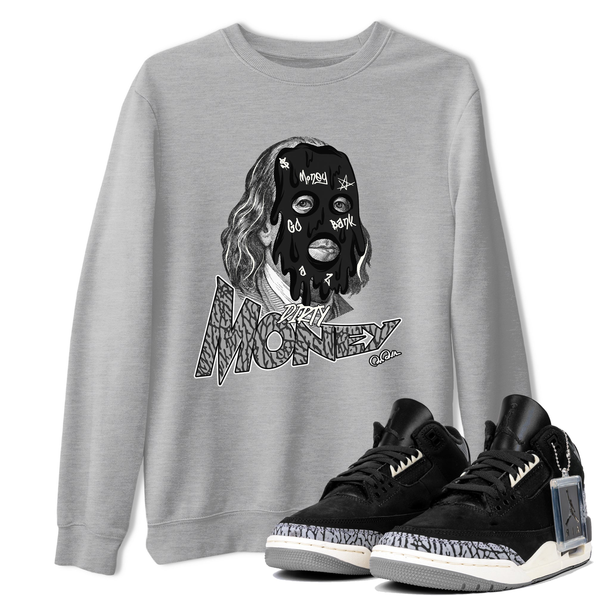 Dirty Money snkmatch Tee - Air Jordan 3 Off Noir