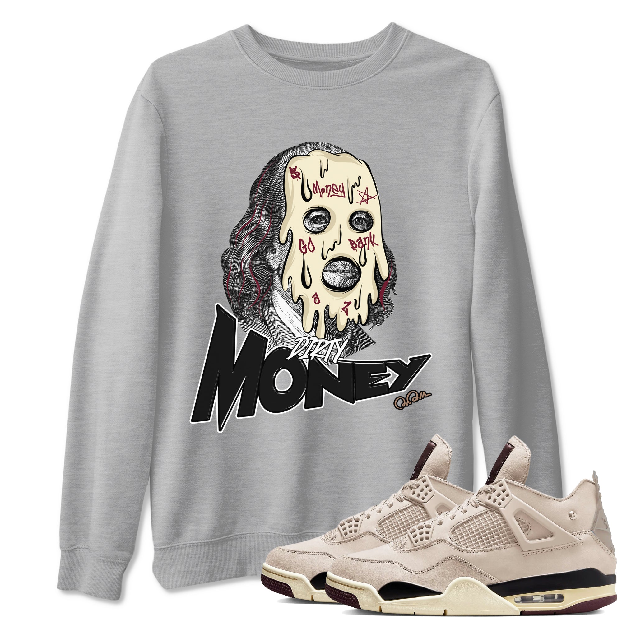 Dirty Money snkmatch Tees - Air Jordan 4 A Ma Maniere x Fossil Stone