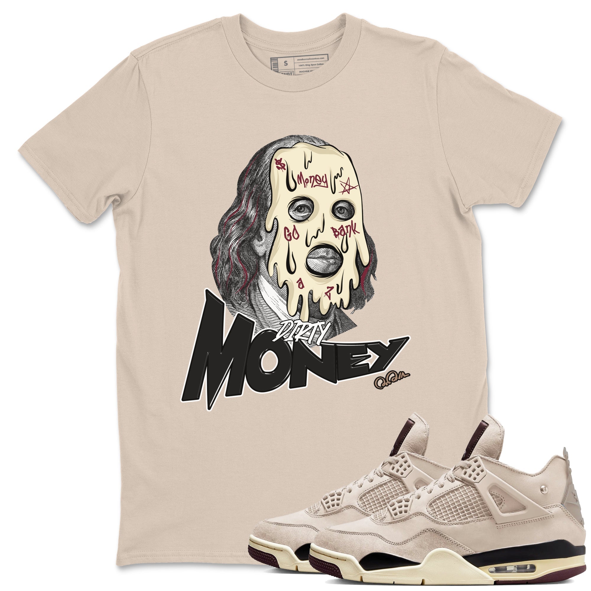 Dirty Money snkmatch Tees - Air Jordan 4 A Ma Maniere x Fossil Stone