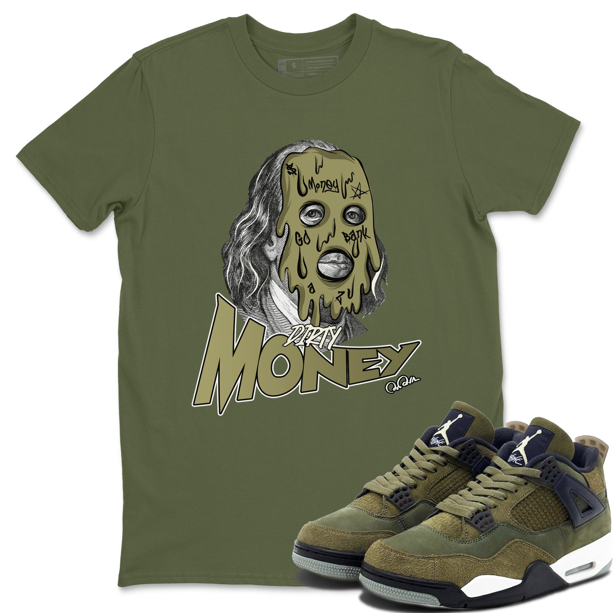 Dirty Money snkmatch Tee - Air Jordan 4 Medium Olive