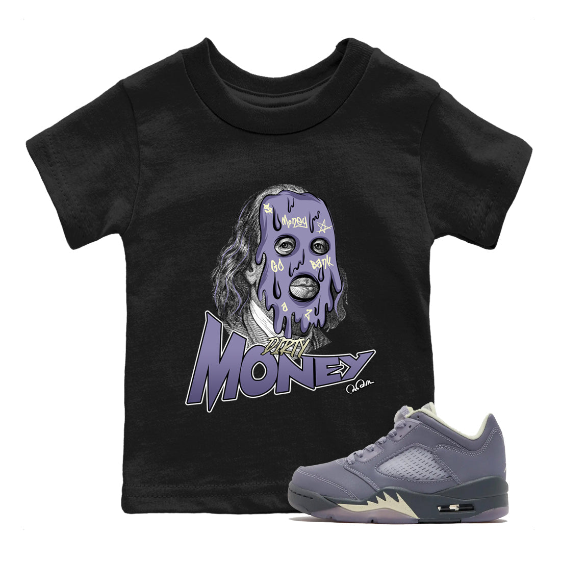 Dirty Money Kids Tops - Air Jordan 5 Indigo Haze