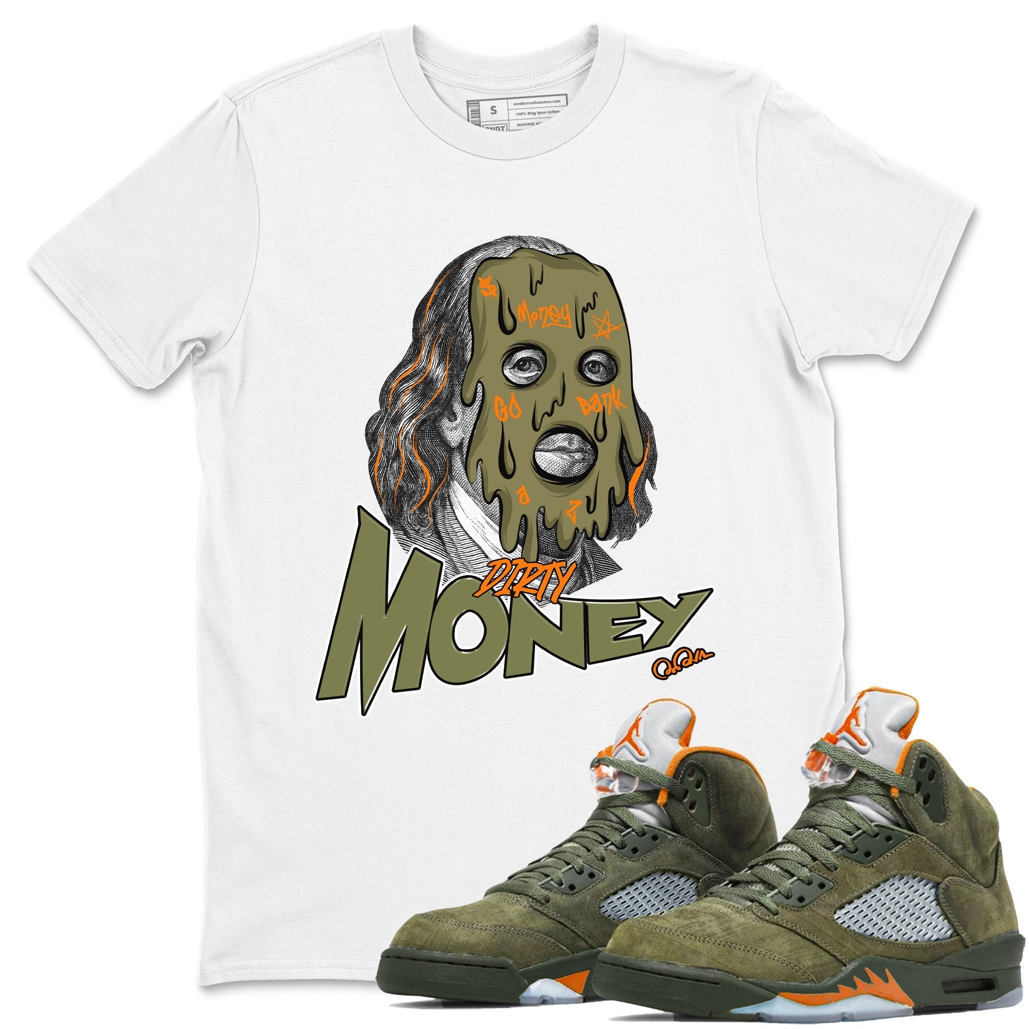 Dirty Money snkmatch Tees - Air Jordan 5 Olive