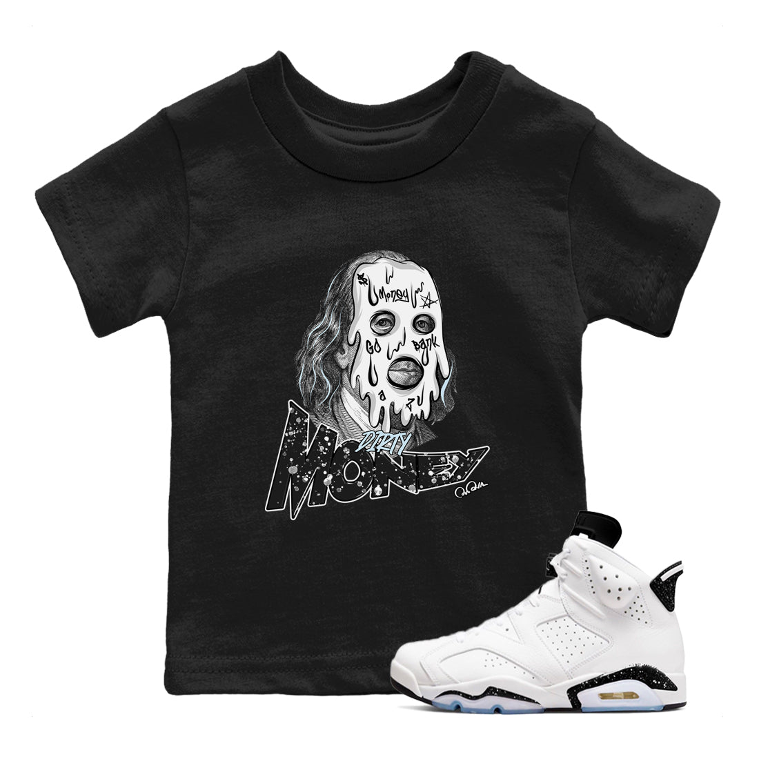 Dirty Money snkmatch Tees Kids - Air Jordan 6 White Black