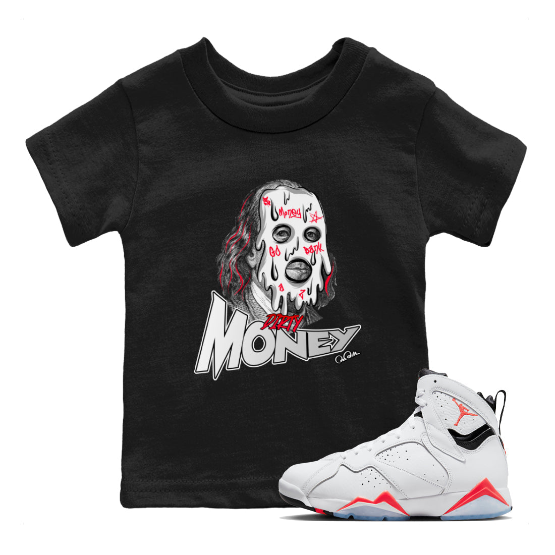 Dirty Money Kids Tops - Air Jordan 7 White Infrared