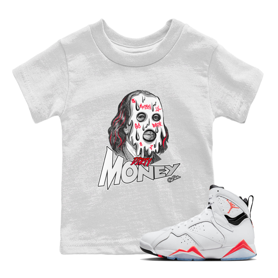 Dirty Money Kids Tops - Air Jordan 7 White Infrared