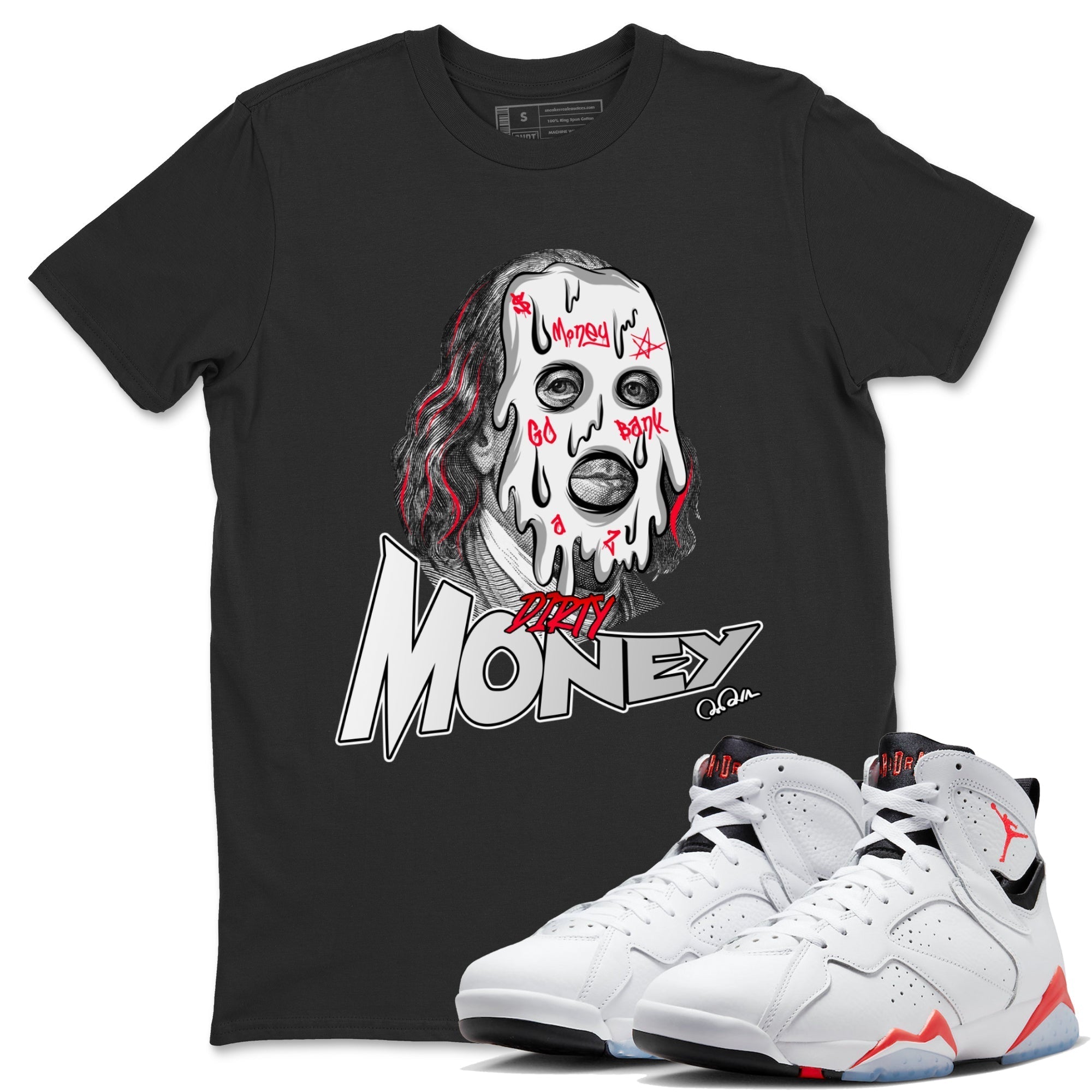 Dirty Money Unisex Tops - Air Jordan 7 White Infrared