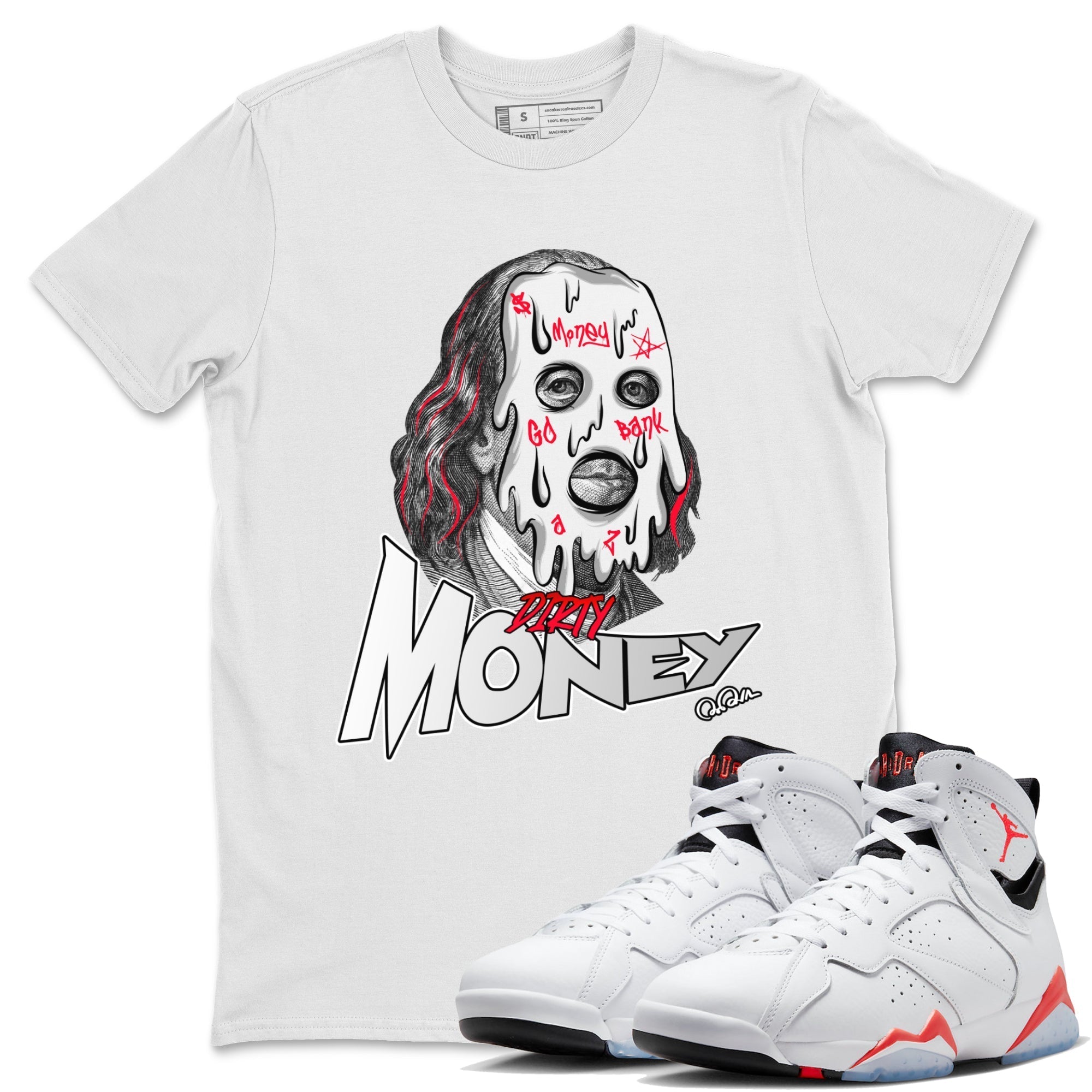 Dirty Money Unisex Tops - Air Jordan 7 White Infrared