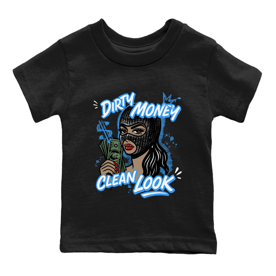 Dirty Money Clean Look snkmatch Tees Kids - Air Jordan 12 White and University Blue