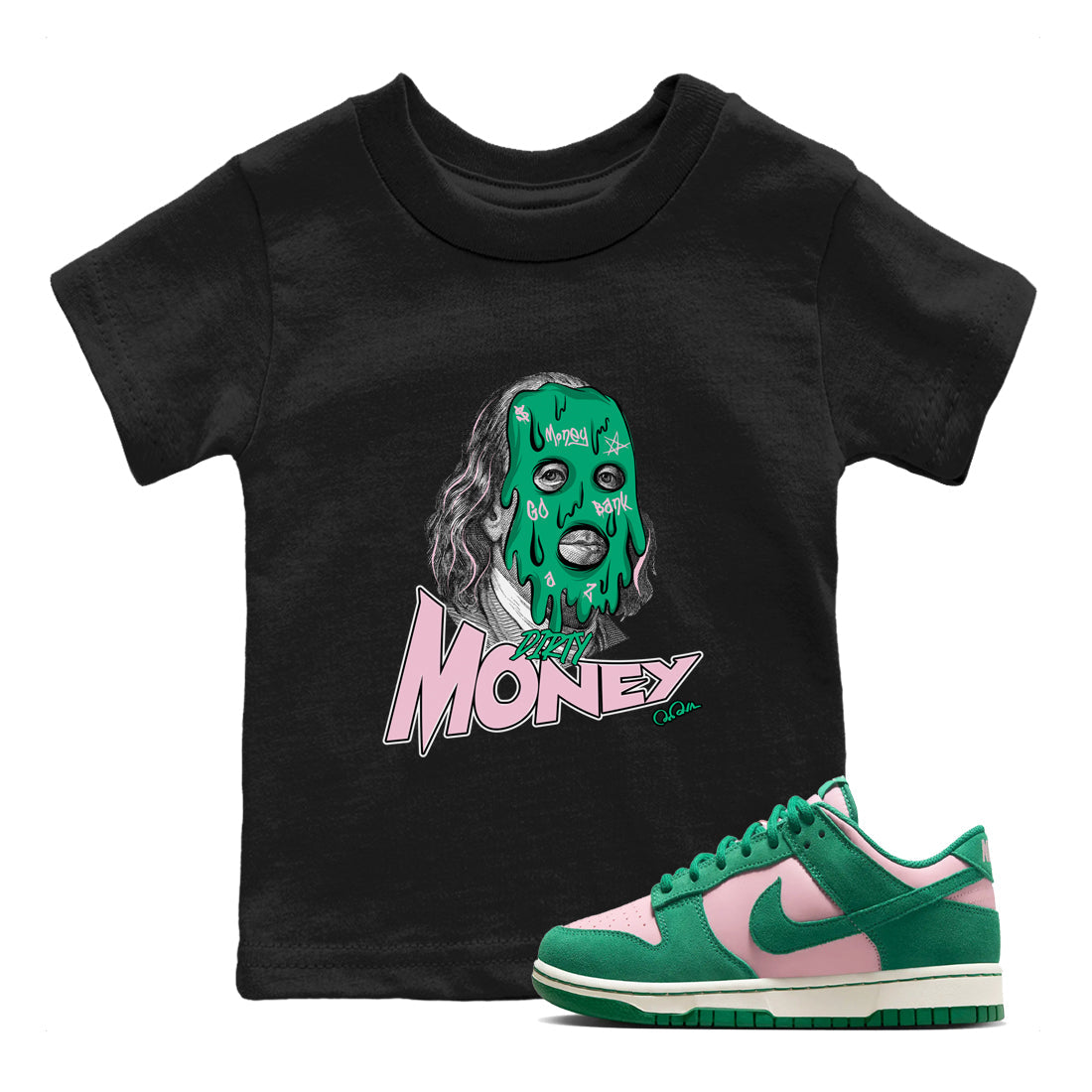 Dirty Money snkmatch Tees Kids - Dunk Medium Soft Pink Malachite