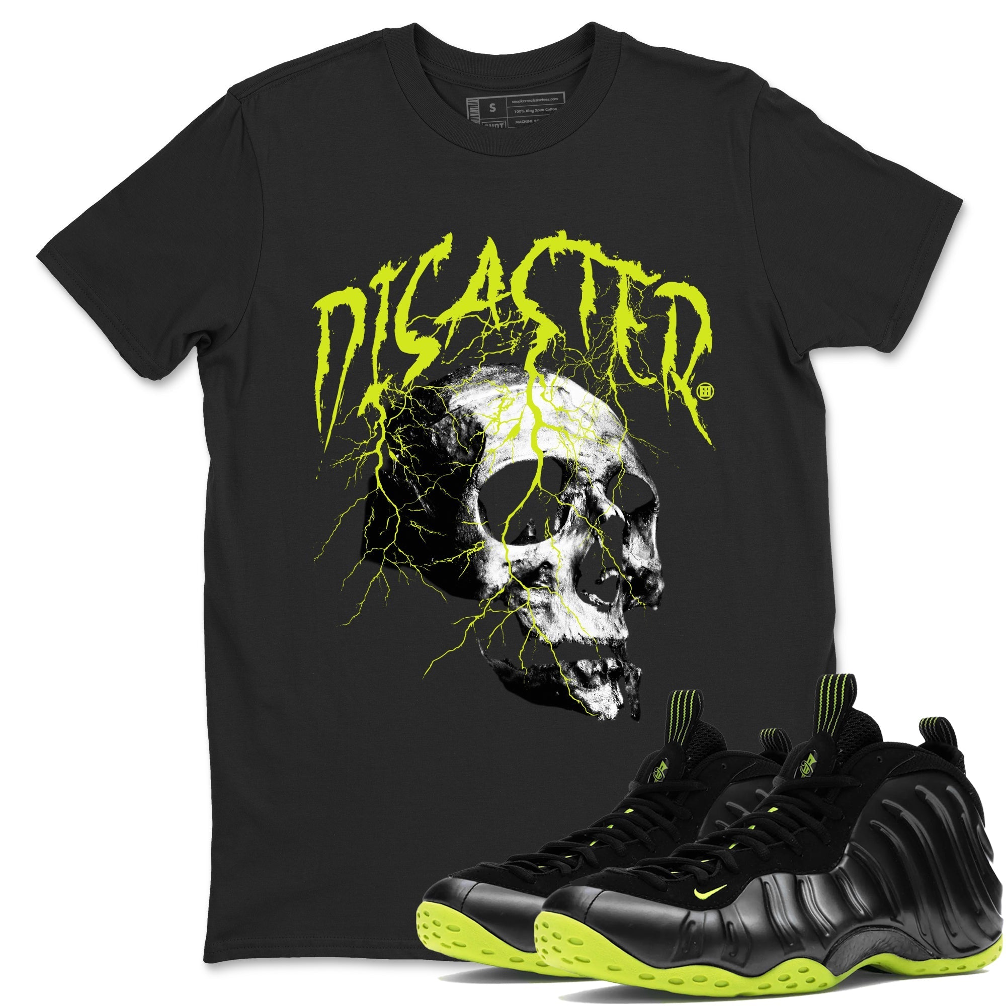 Disaster Skull snkmatch Tees - Air Foamposite One Black Volt