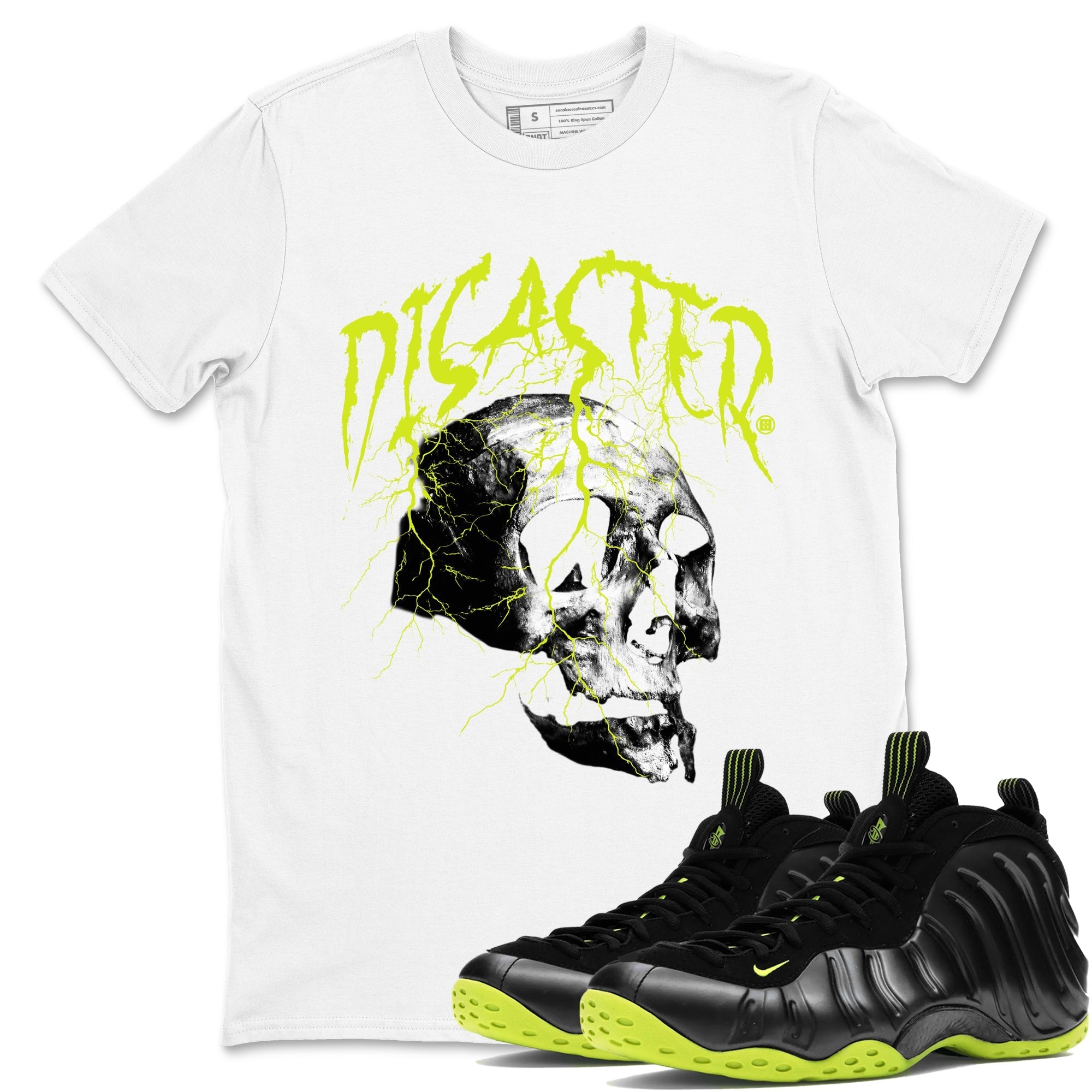Disaster Skull snkmatch Tees - Air Foamposite One Black Volt