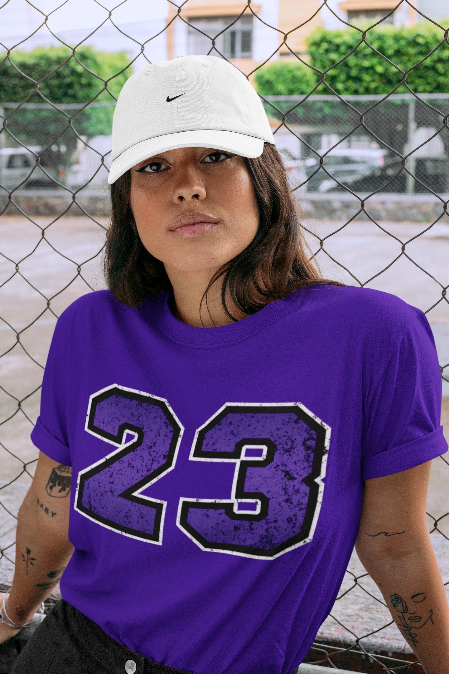 Distressed 23 Unisex Tops - Air Jordan 1 Court Purple