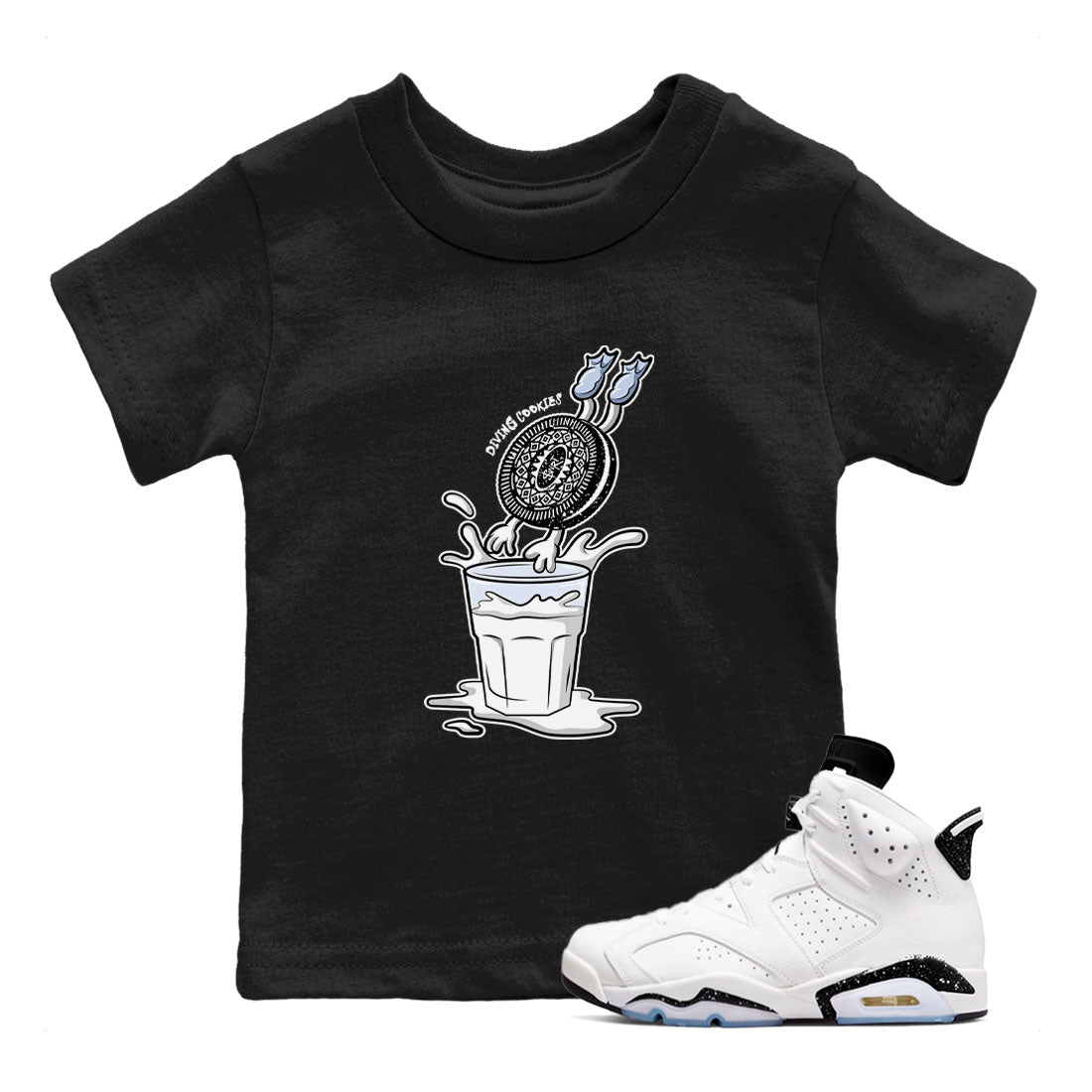 Diving Cookies snkmatch Tees Kids - Air Jordan 6 White Black