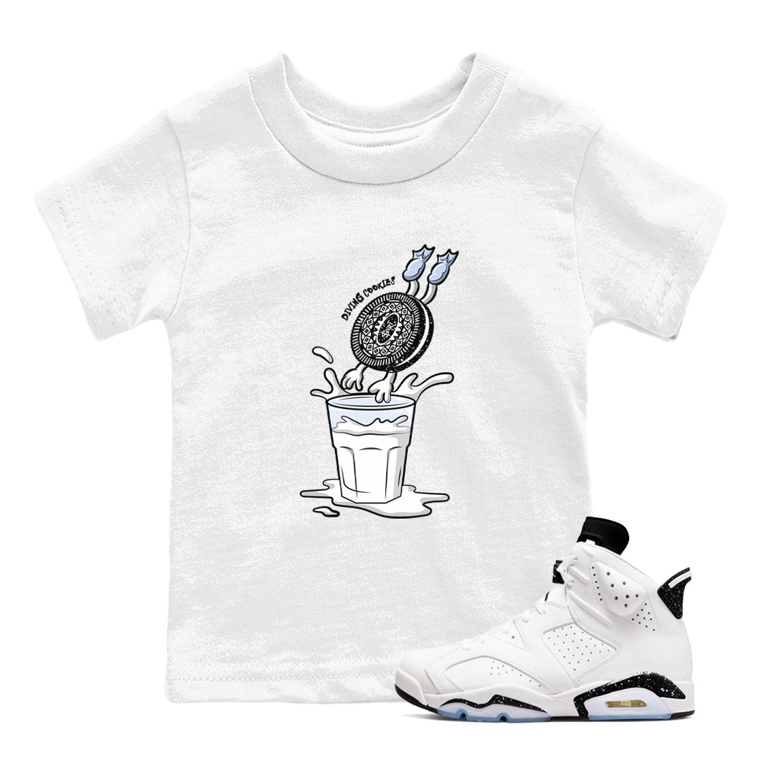 Diving Cookies snkmatch Tees Kids - Air Jordan 6 White Black