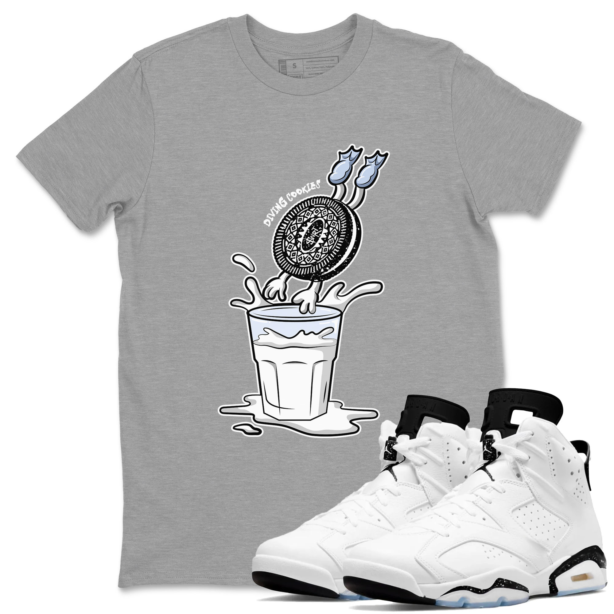Diving Cookies snkmatch Tees - Air Jordan 6 White Black