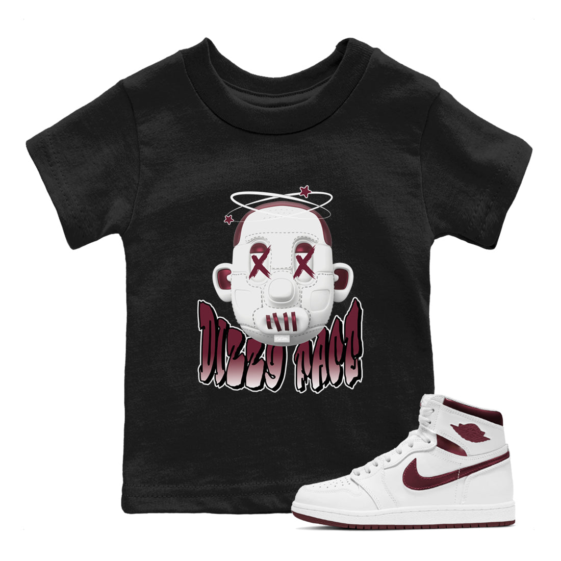Dizzy Face snkmatch Tee Kids - Air Jordan 1 Metallic Burgundy