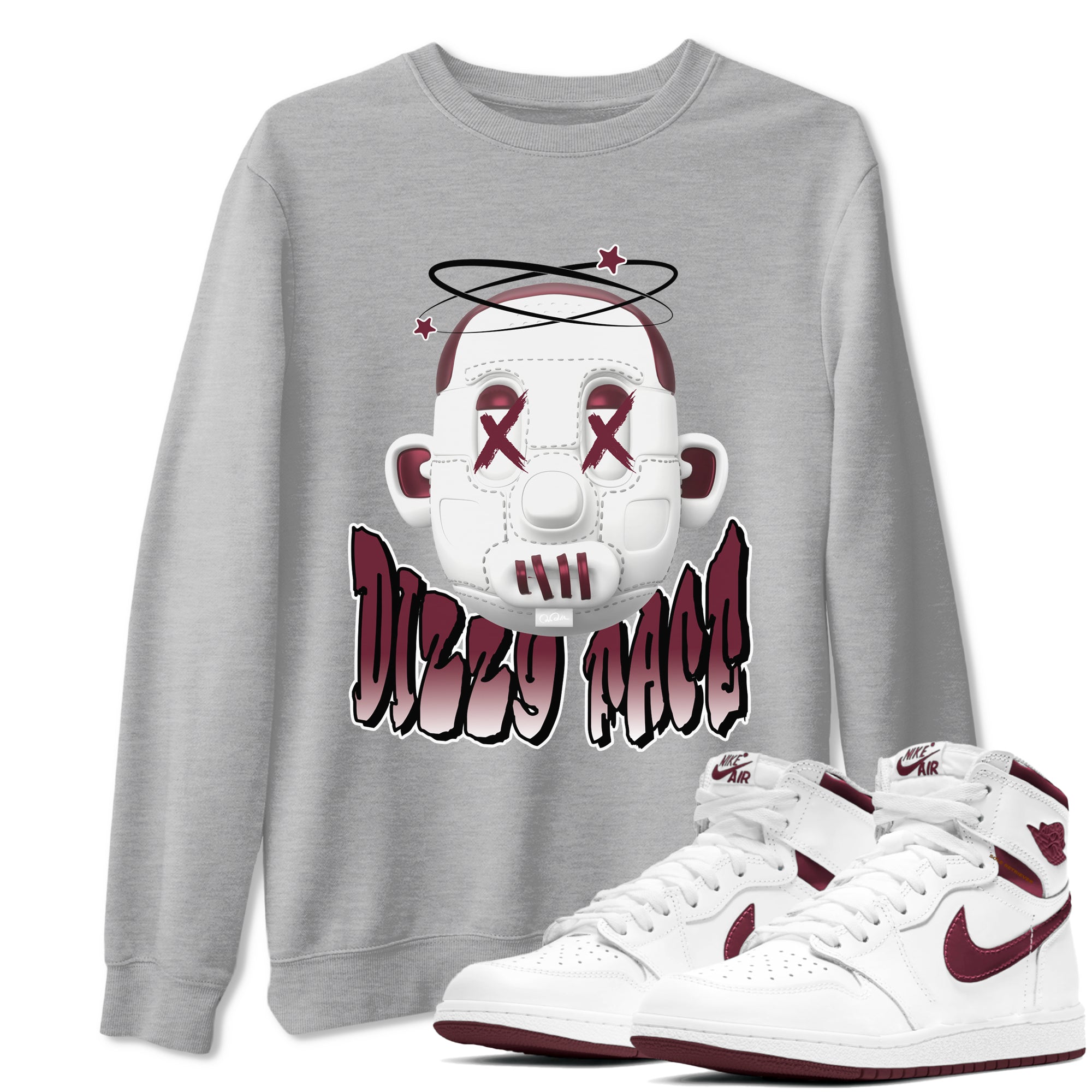 Dizzy Face snkmatch Tee - Air Jordan 1 Metallic Burgundy