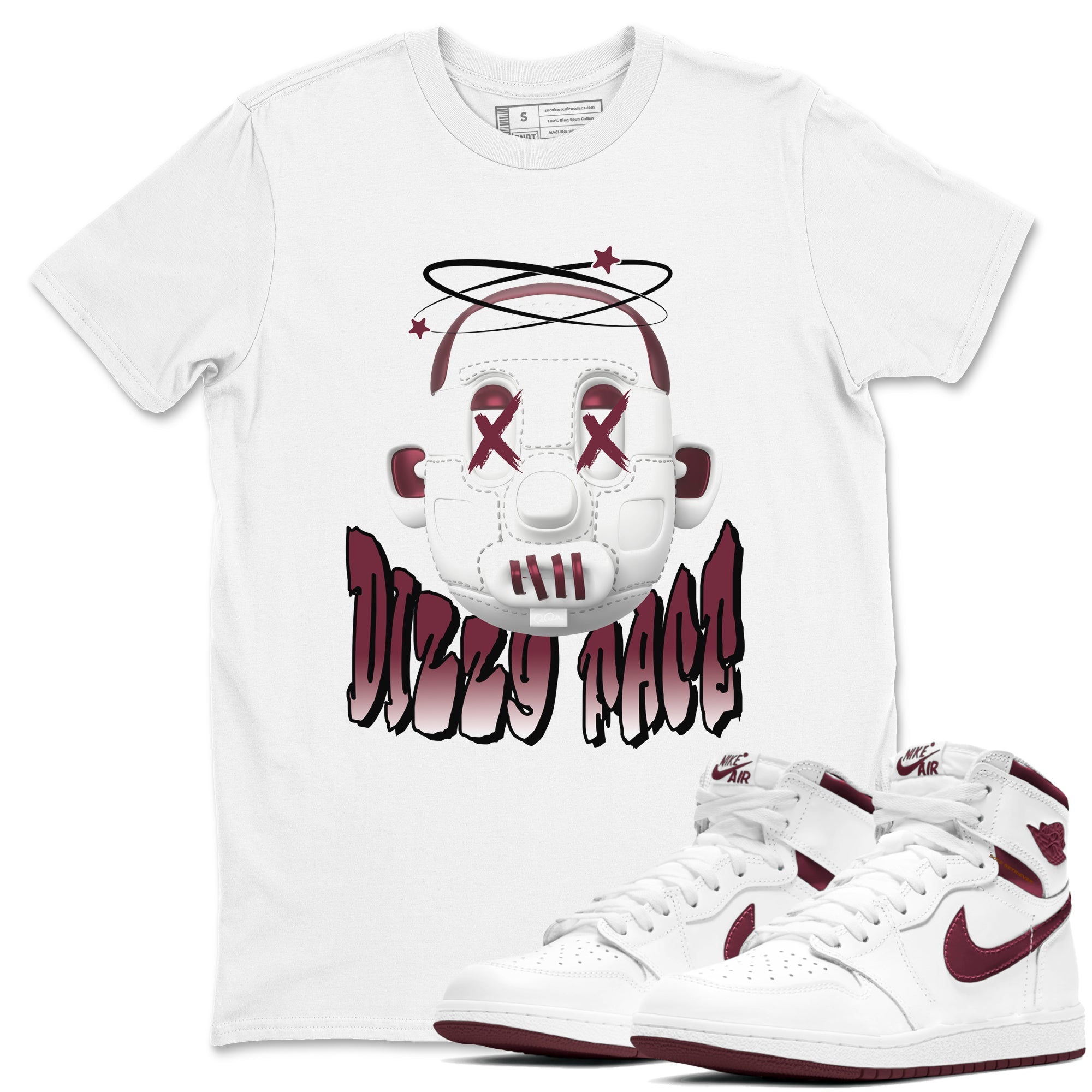 Dizzy Face snkmatch Tee - Air Jordan 1 Metallic Burgundy