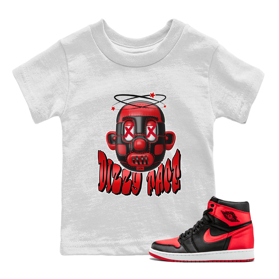 Dizzy Face Kids Tops - Air Jordan 1 Satin Bred