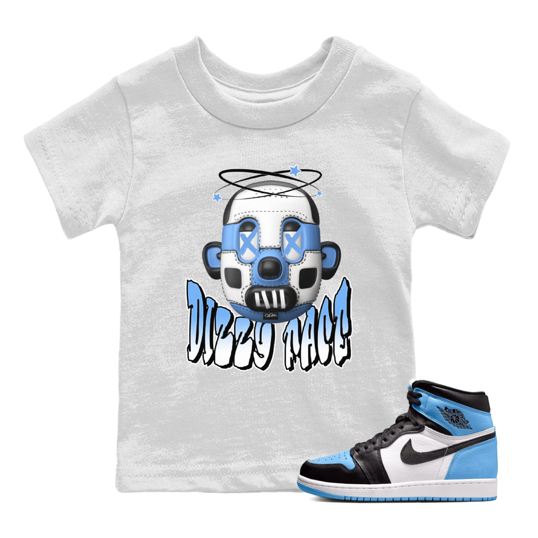 Dizzy Face Kids Tops - Air Jordan 1 UNC Toe