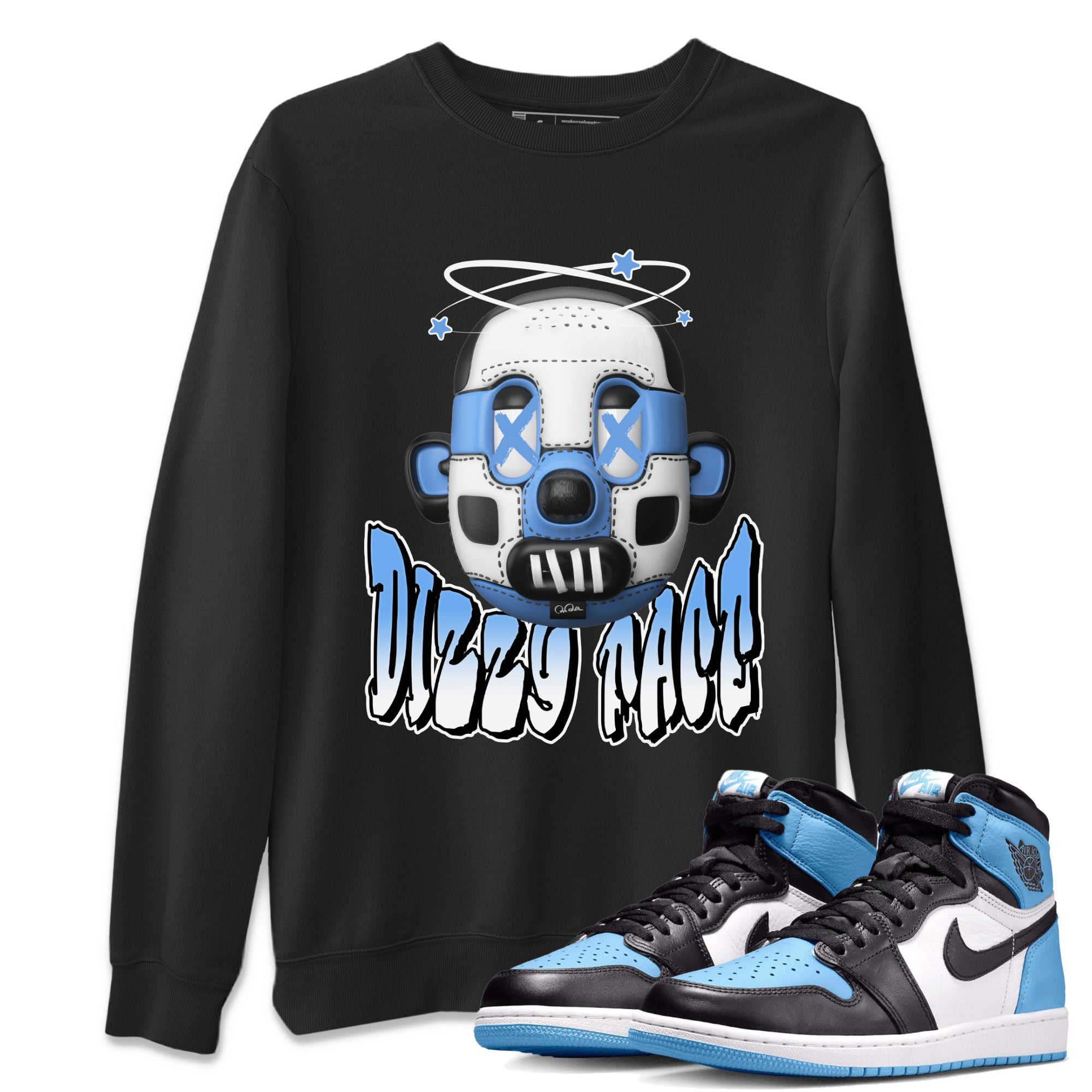 Dizzy Face Unisex Tops - Air Jordan 1 UNC Toe