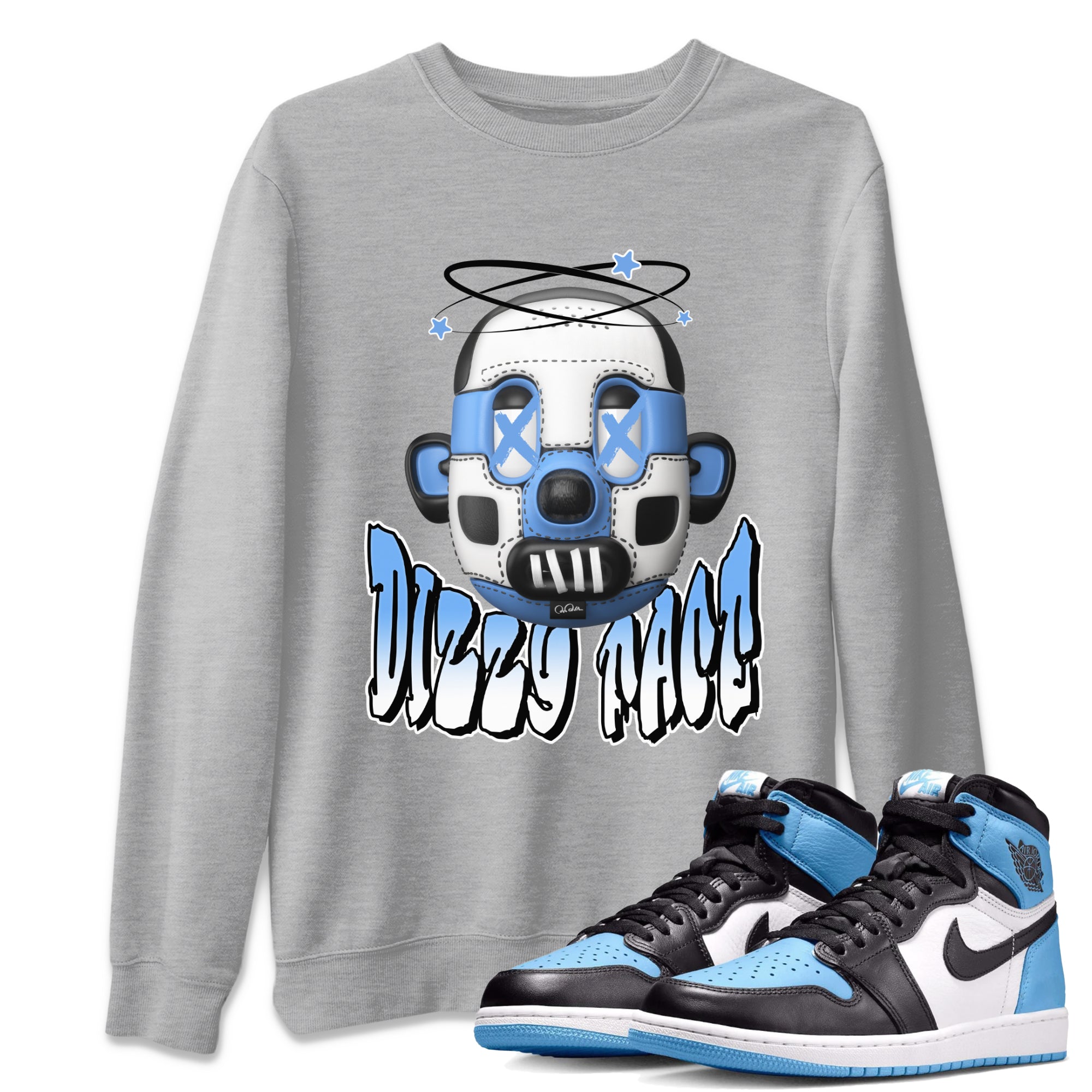 Dizzy Face Unisex Tops - Air Jordan 1 UNC Toe