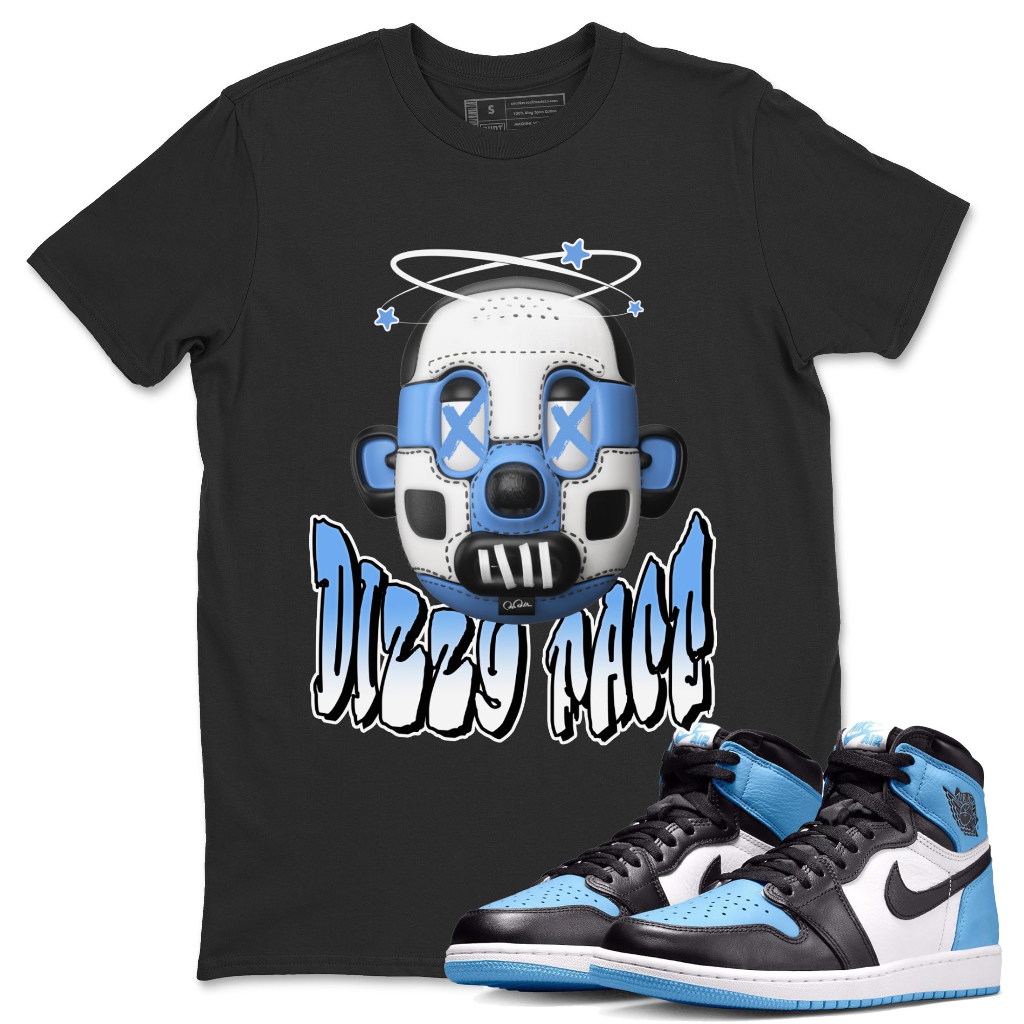 Dizzy Face Unisex Tops - Air Jordan 1 UNC Toe