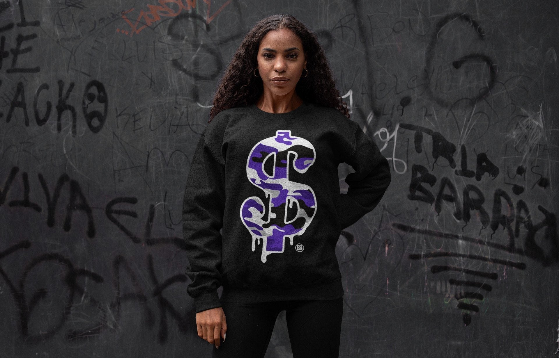 Dollar Camo Unisex Tops - Air Jordan 1 Court Purple