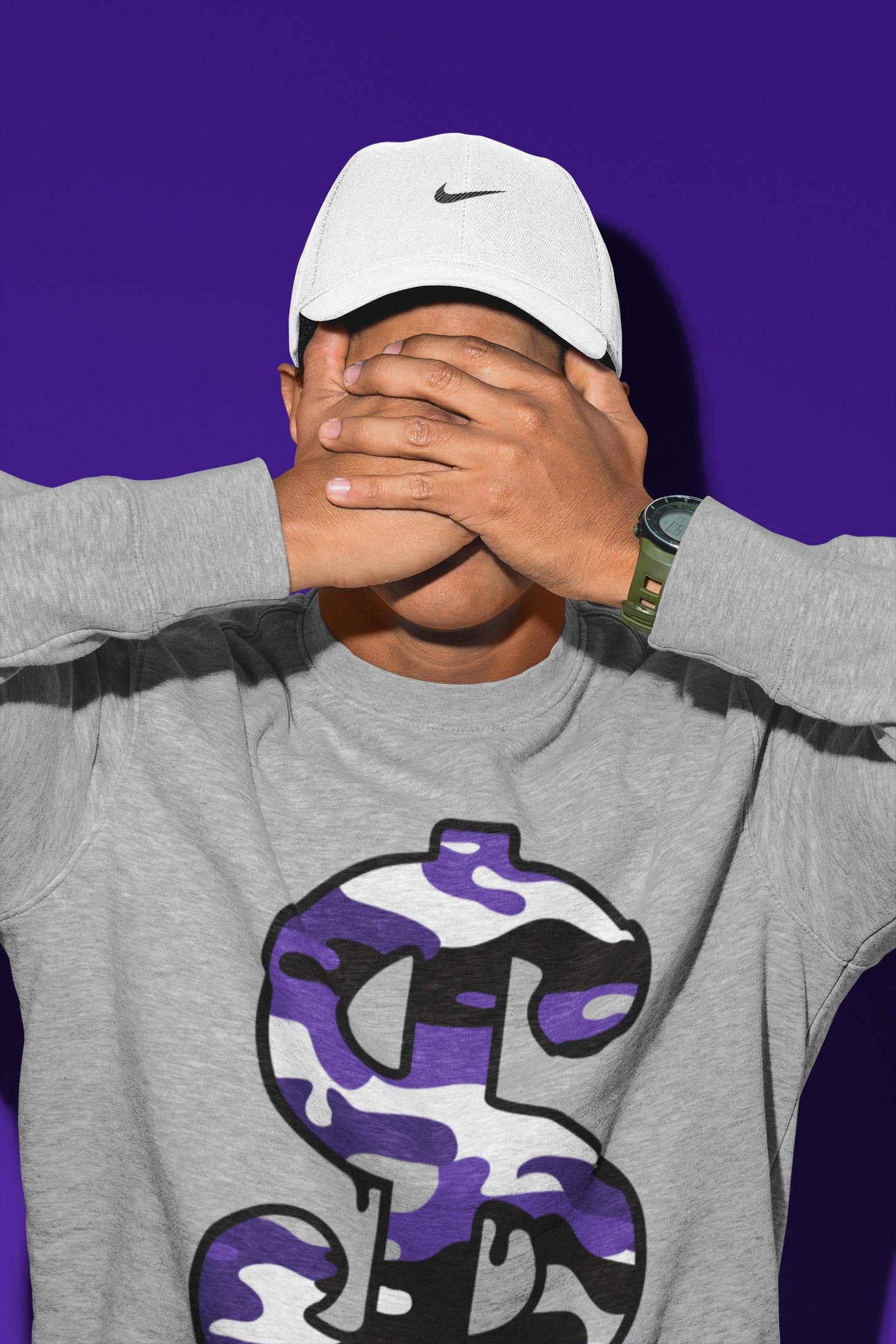Dollar Camo Unisex Tops - Air Jordan 1 Court Purple