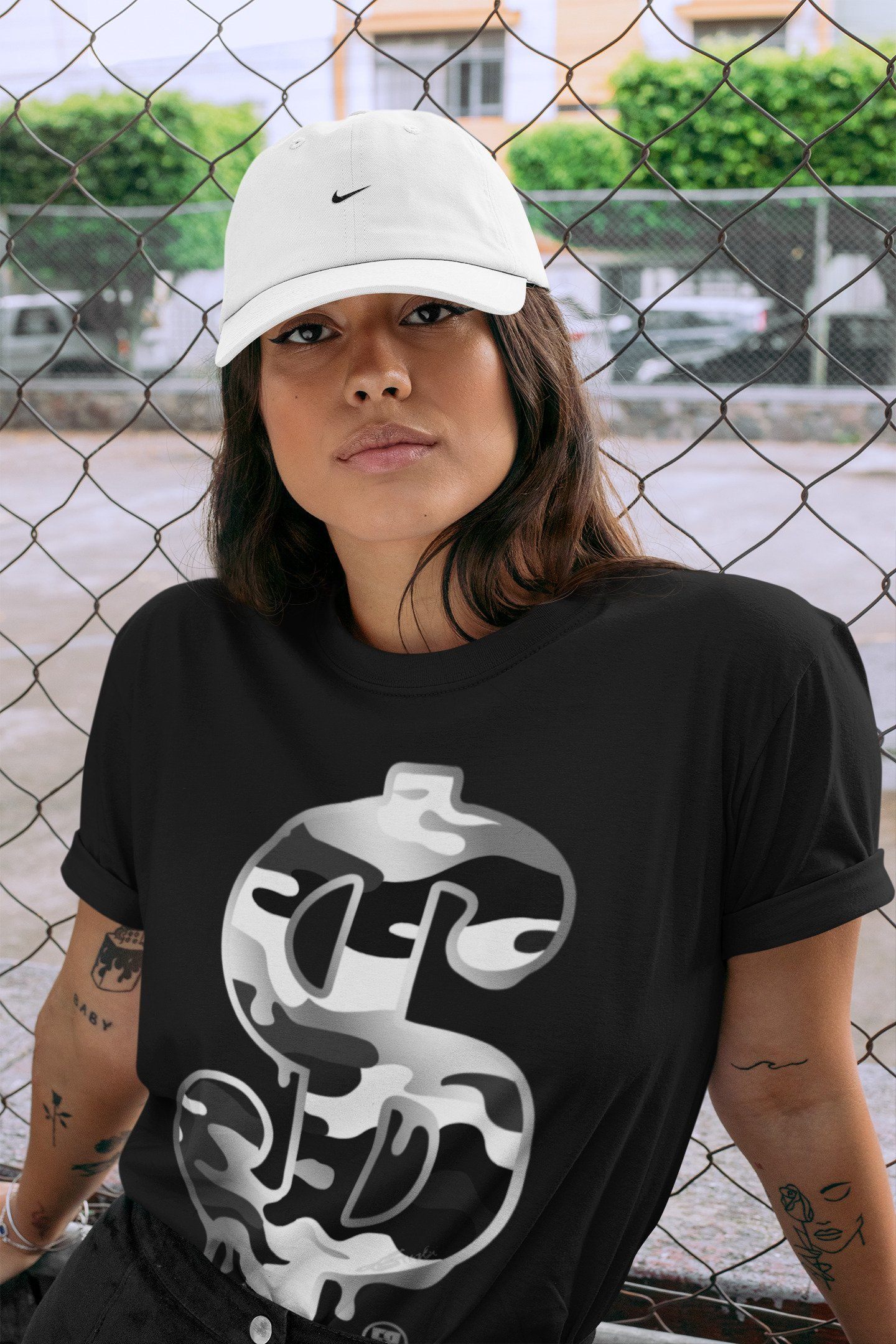 Dollar Camo Unisex Tops - Air Jordan 1 Silver Toe