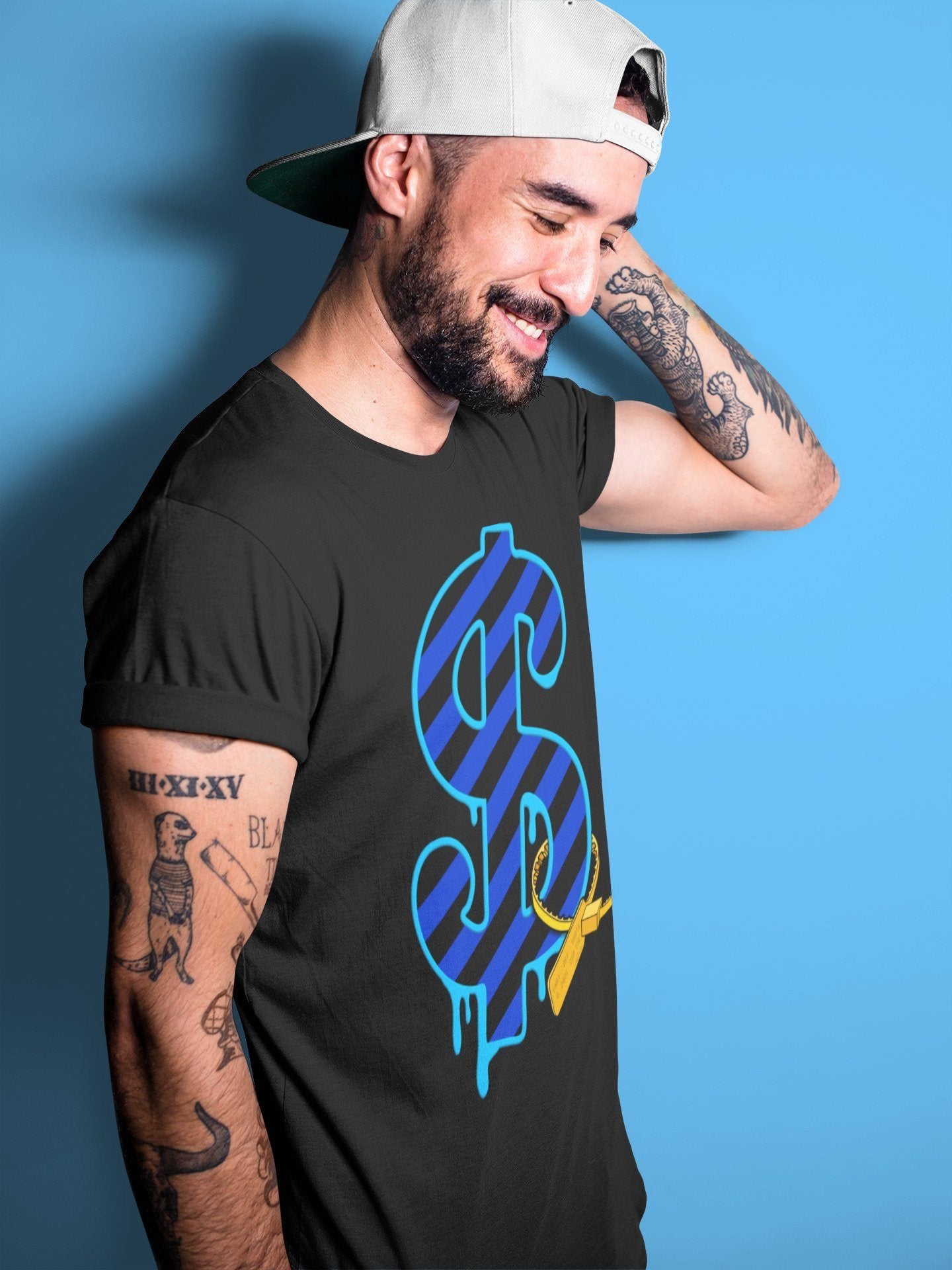 Dollar Camo Unisex Tops - Air Jordan 2 OFF-WHITE Black Blue