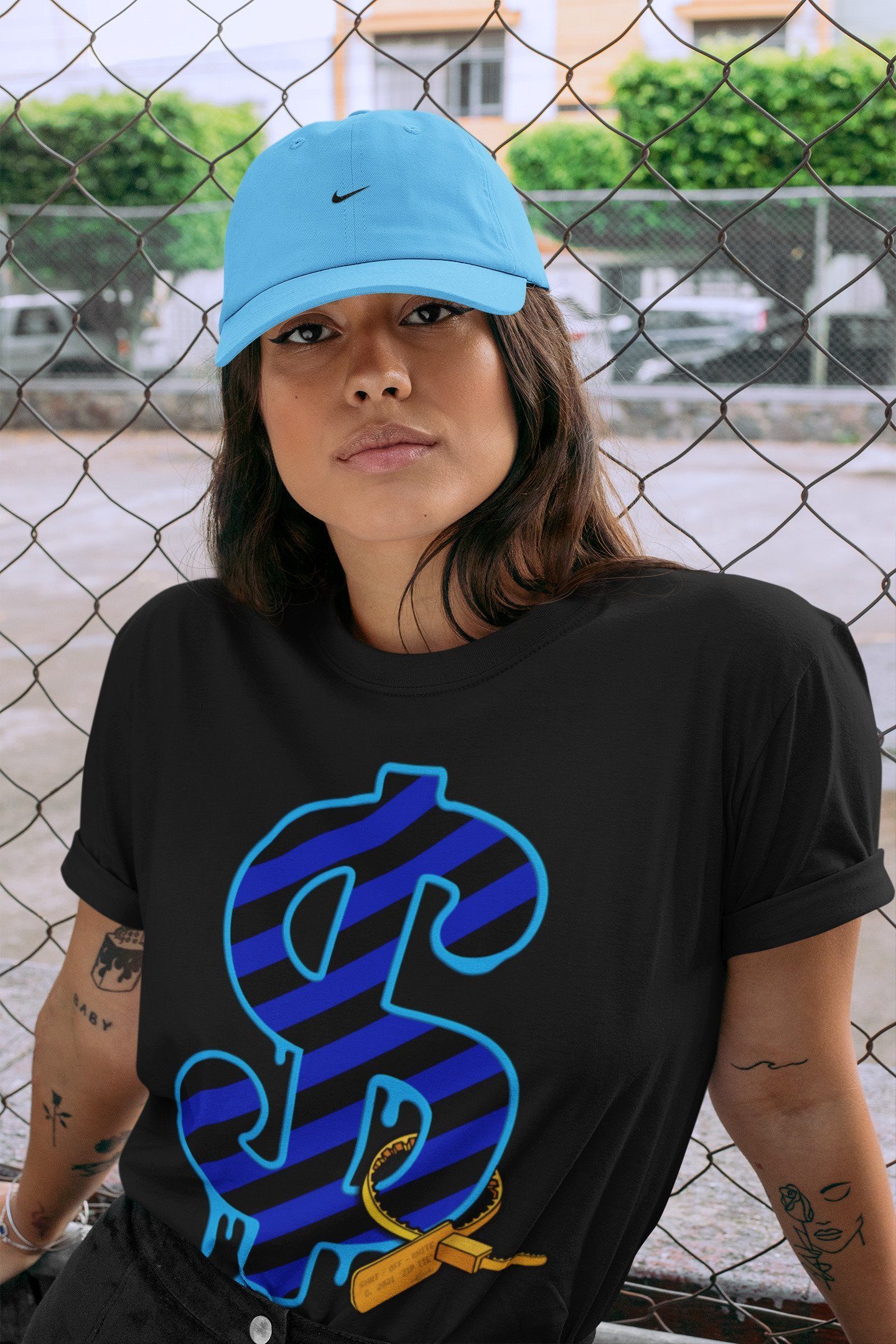 Dollar Camo Unisex Tops - Air Jordan 2 OFF-WHITE Black Blue
