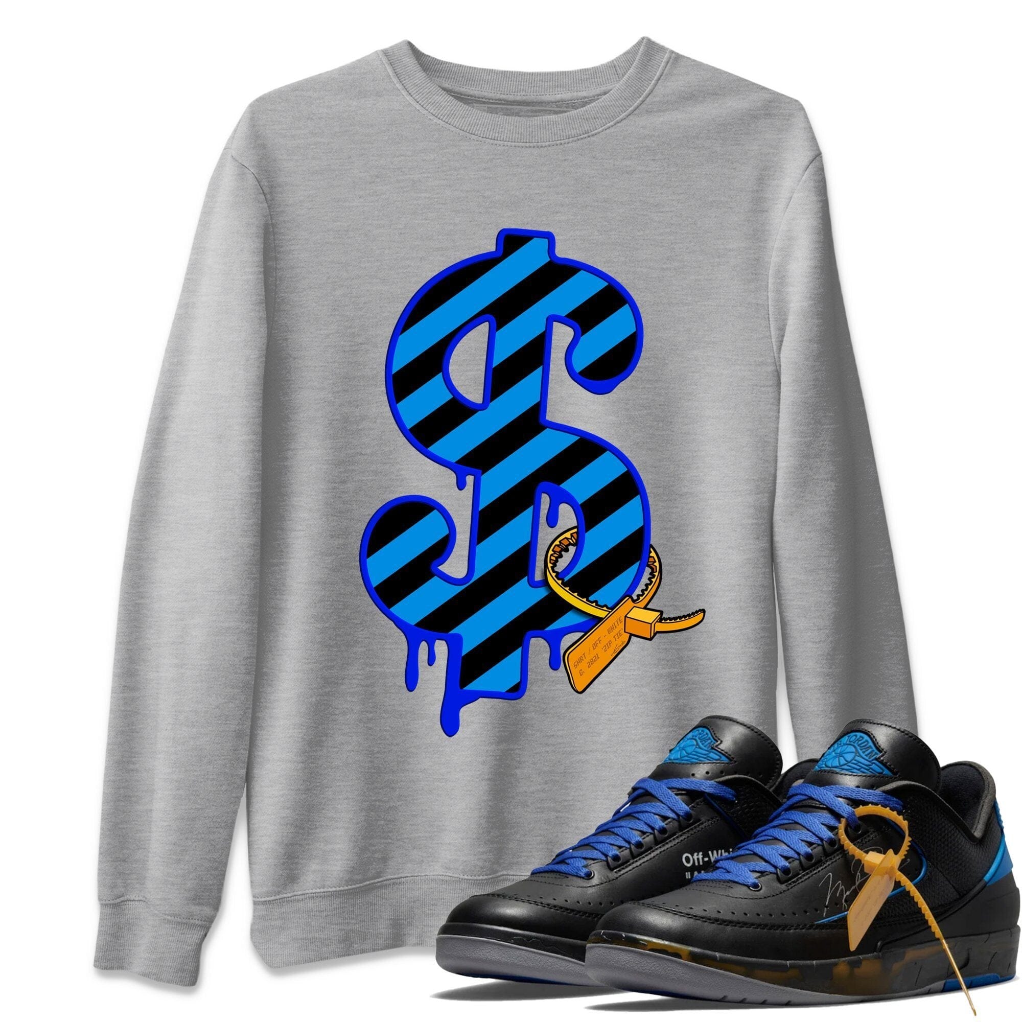 Dollar Camo Unisex Tops - Air Jordan 2 OFF-WHITE Black Blue