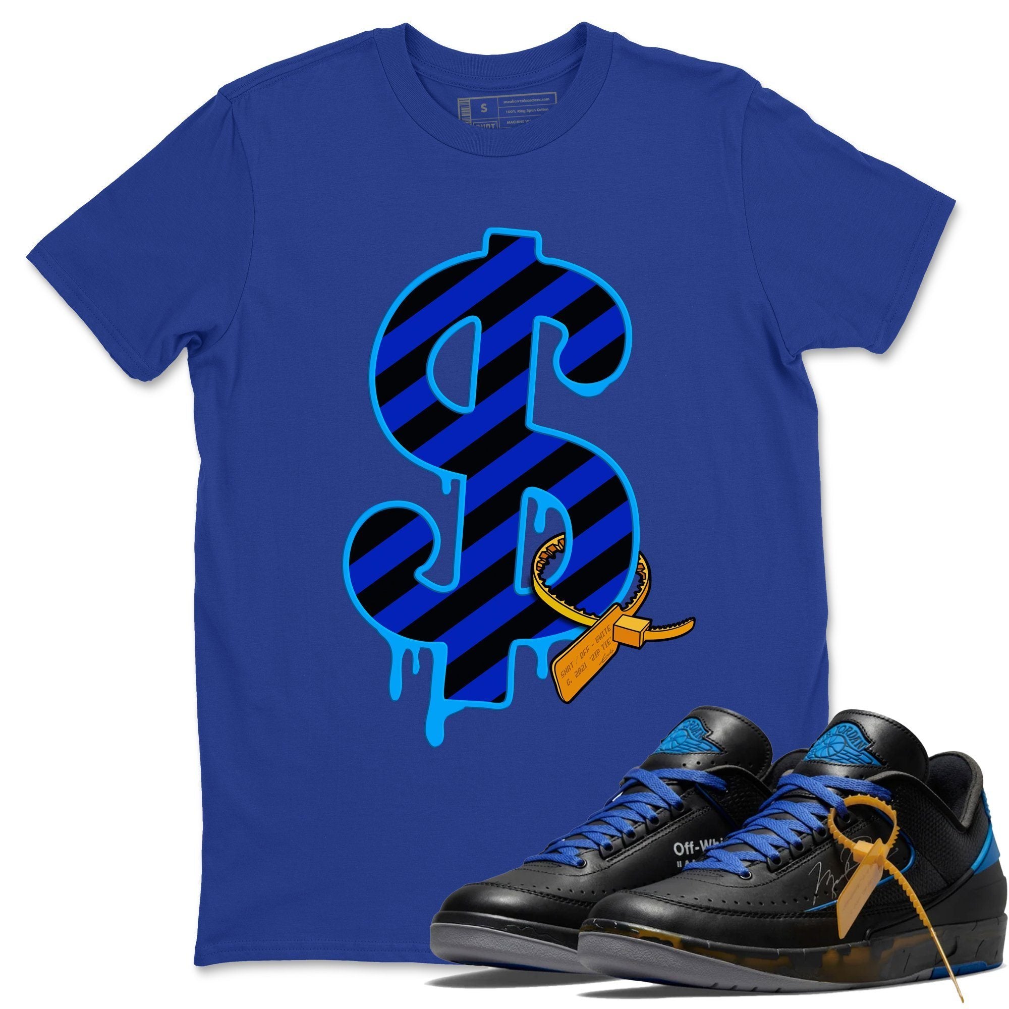 Dollar Camo Unisex Tops - Air Jordan 2 OFF-WHITE Black Blue