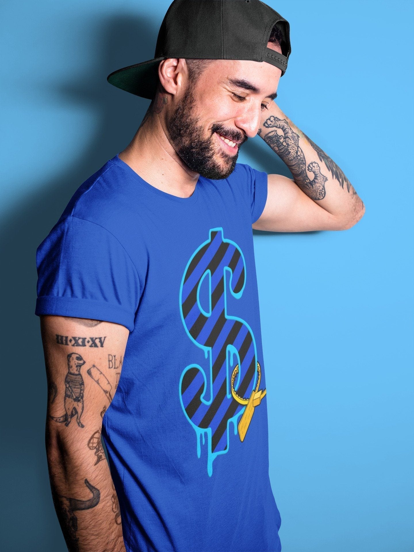 Dollar Camo Unisex Tops - Air Jordan 2 OFF-WHITE Black Blue