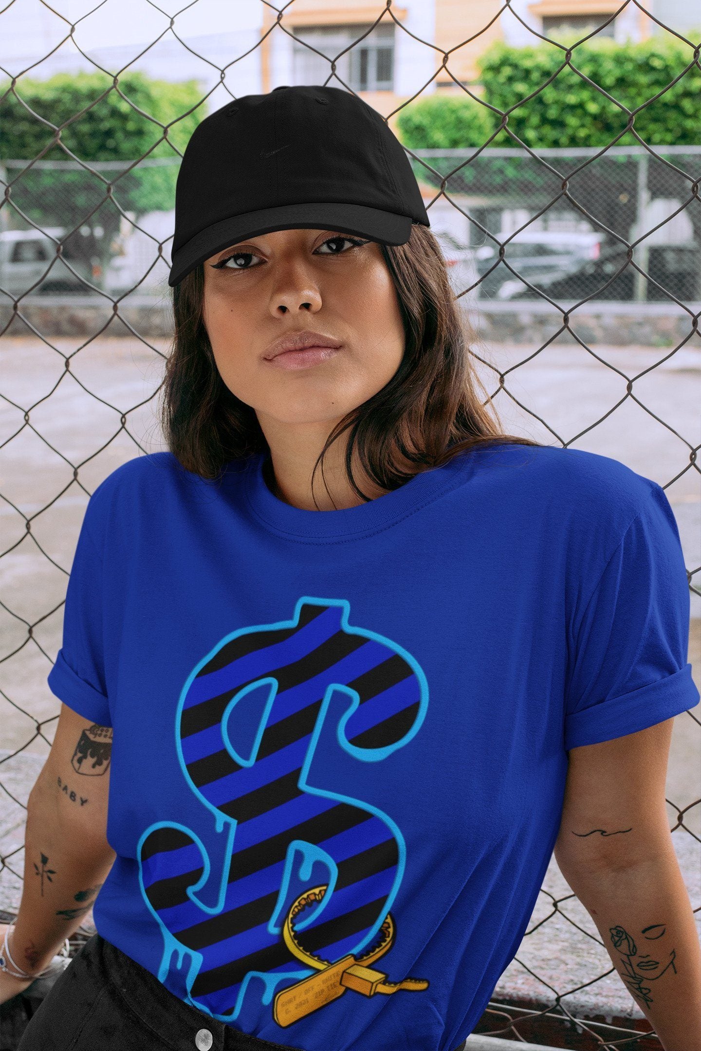 Dollar Camo Unisex Tops - Air Jordan 2 OFF-WHITE Black Blue