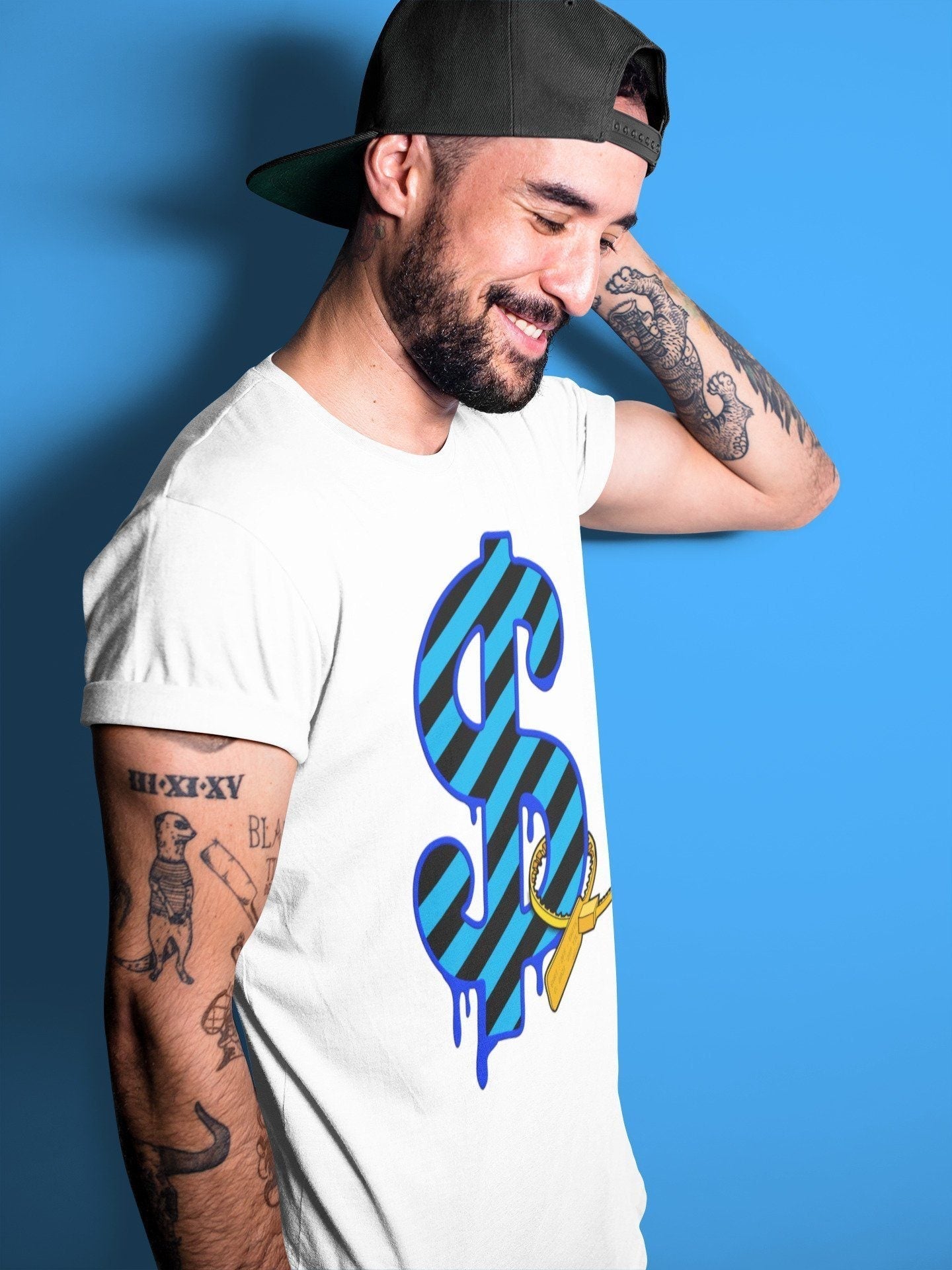Dollar Camo Unisex Tops - Air Jordan 2 OFF-WHITE Black Blue