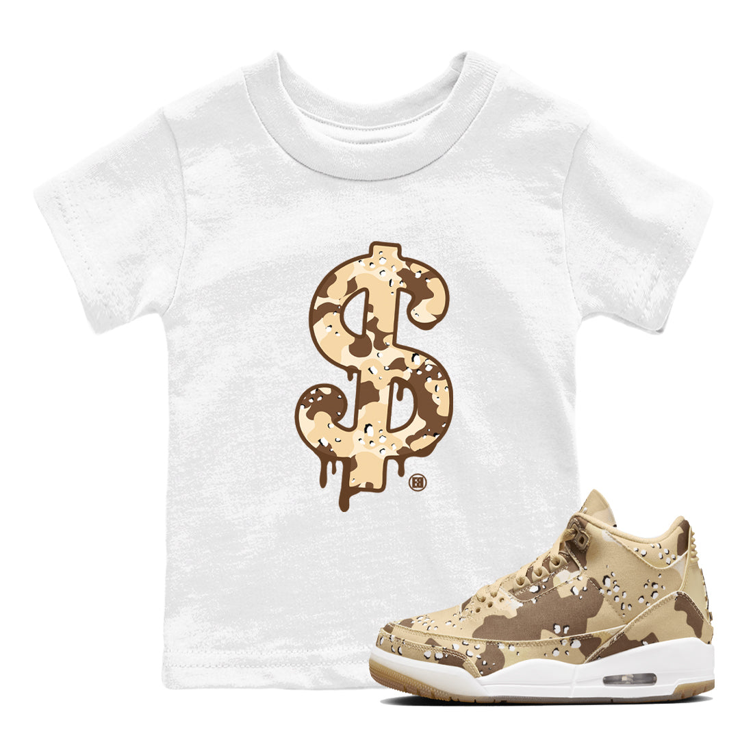 Dollar Camo snkmatch Tees Kids - Air Jordan 3 Desert Camo