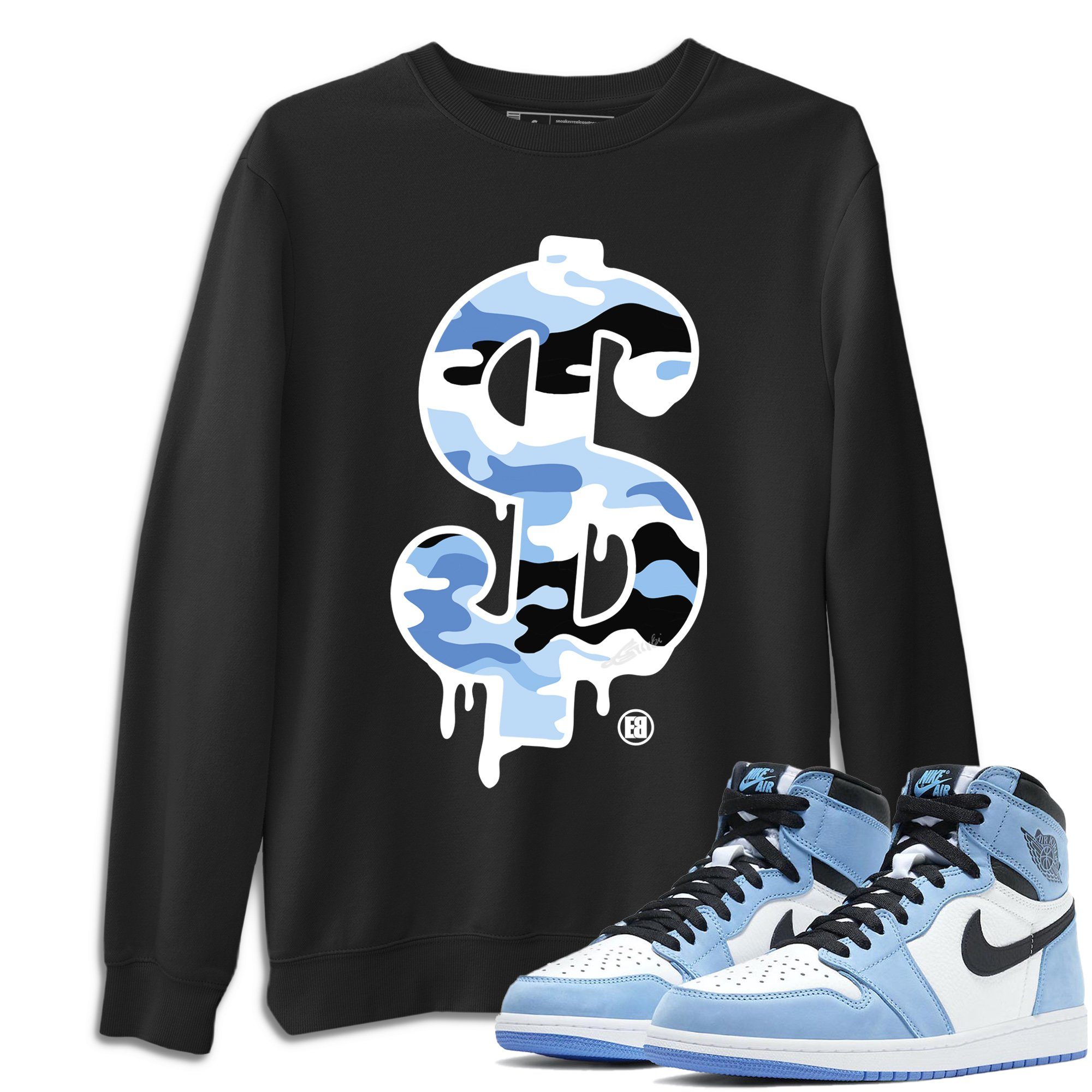 Dollar Camo Unisex Tops - Air Jordan 1 University Blue